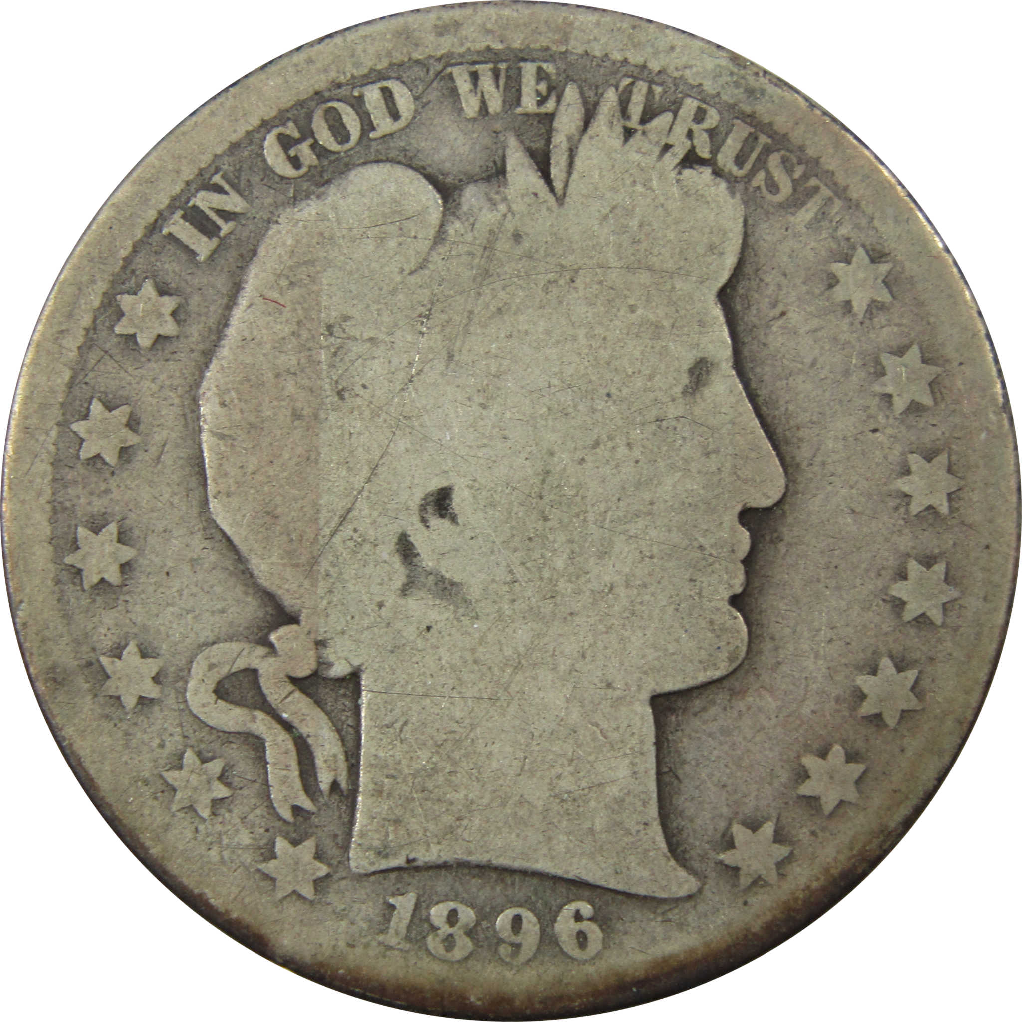 1896 S Barber Silver Half Dollar AG About Good 50c Coin SKU:I25108