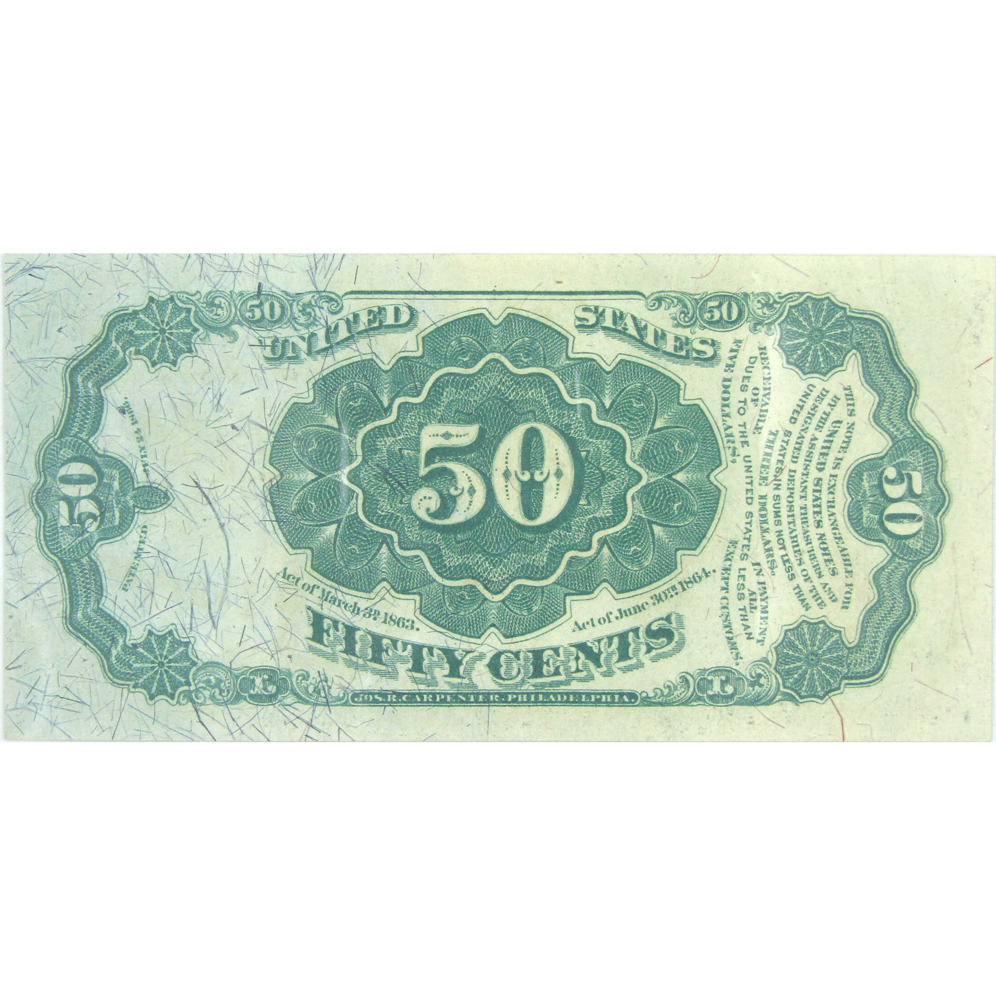 50C Fractional Note Fifth Issue FR1381 Choice Uncirculated 64 EPQ PMG