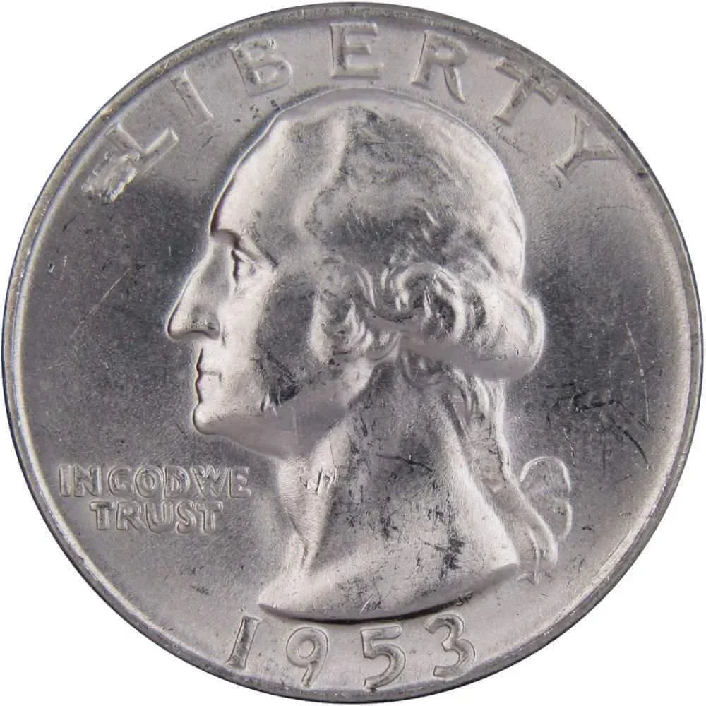 1953 D Washington Silver Quarter Uncirculated Mint State 25c Coin