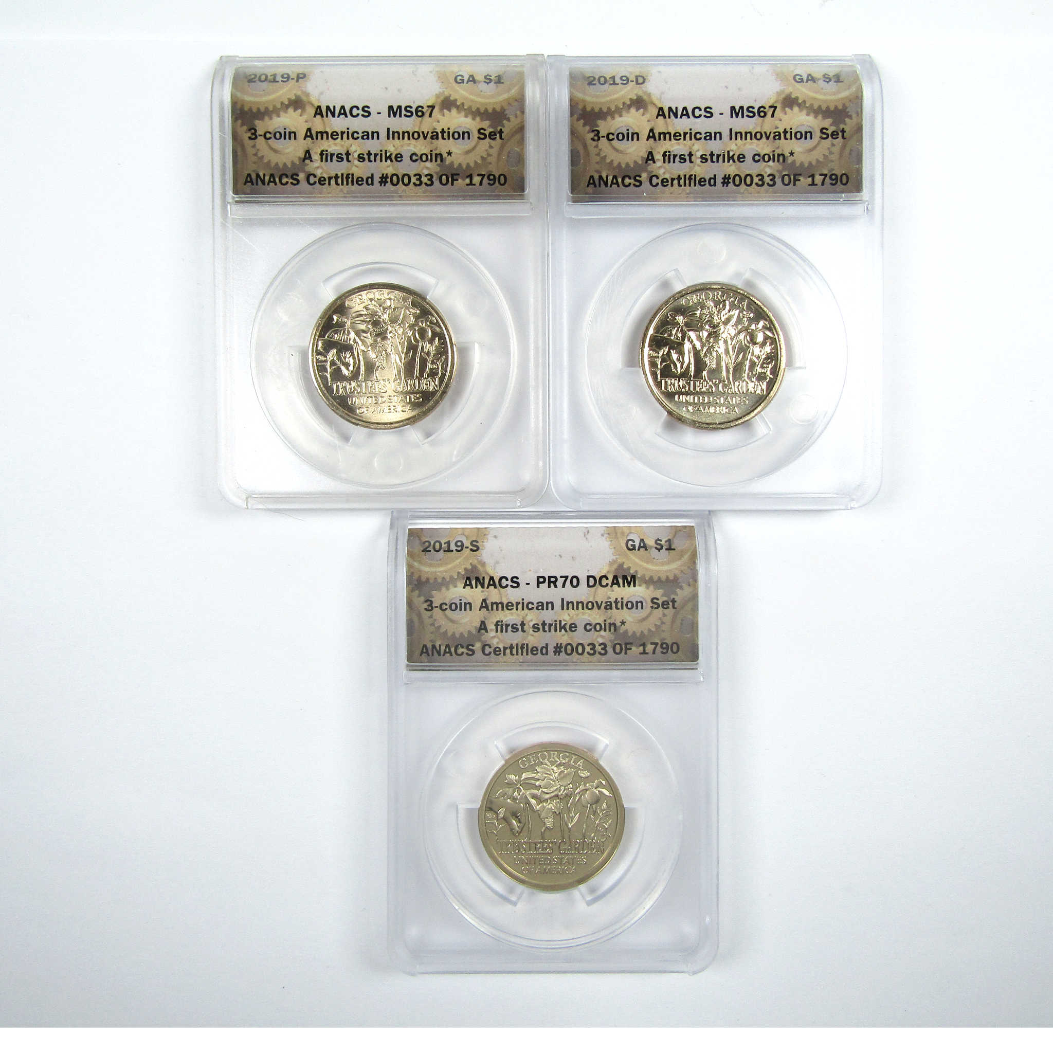 2019 PDS Trustee's Garden Innovation 3 Coin Set ANACS SKU:CPC6183