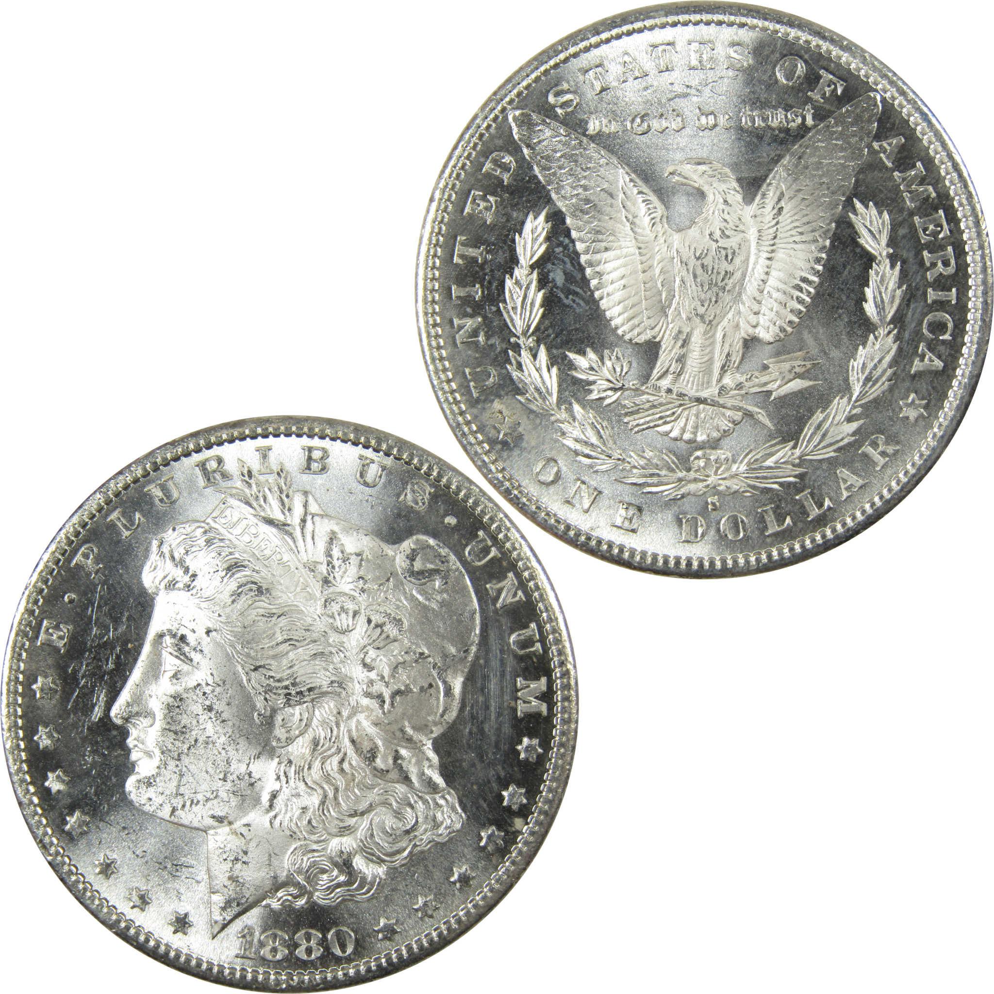 1880 S Morgan Silver Dollar Uncirculated Mint State $1 Coin SKU:I24758 - Morgan coin - Morgan silver dollar - Morgan silver dollar for sale - Profile Coins &amp; Collectibles