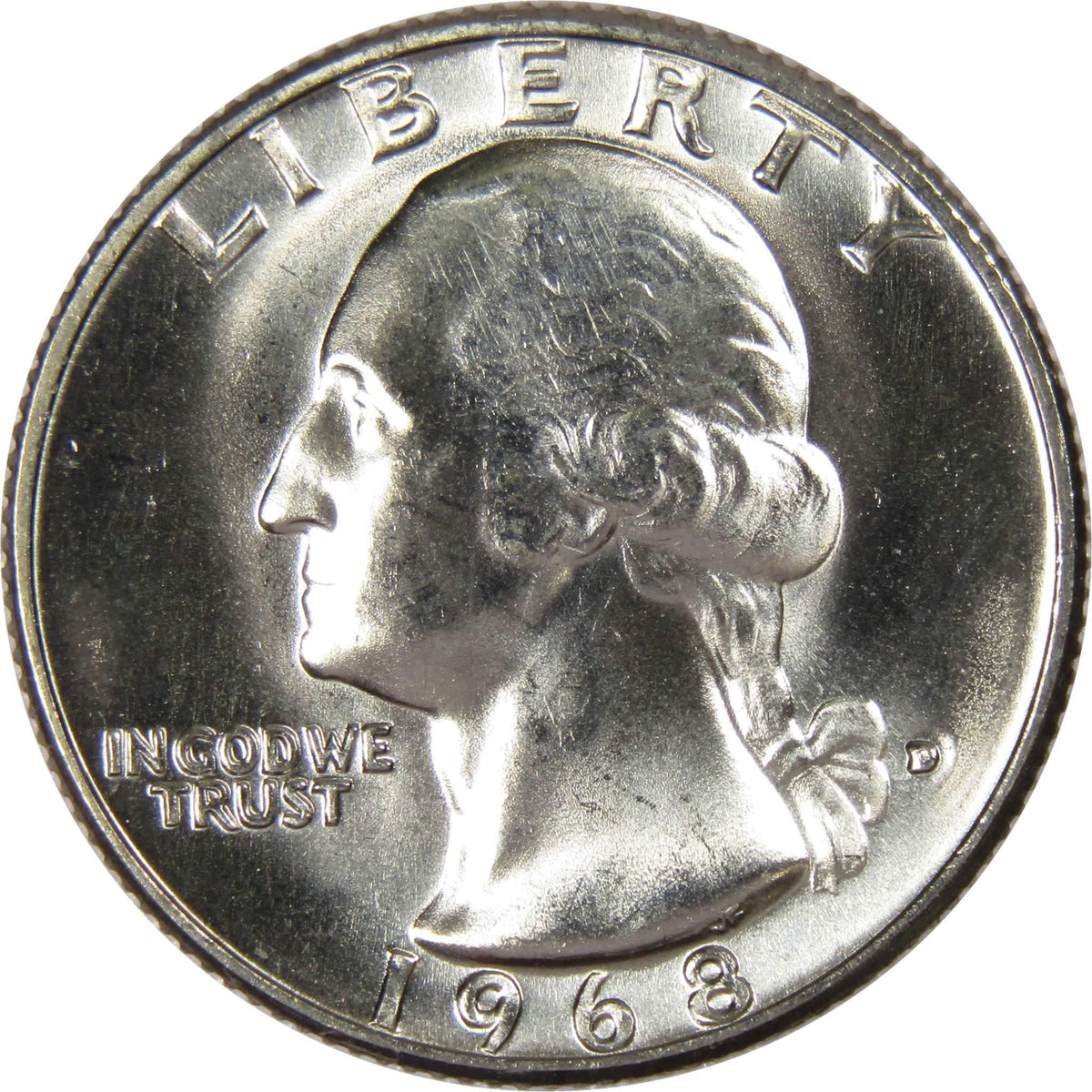 1968 D Washington Quarter Clad Uncirculated Mint State 25c Coin
