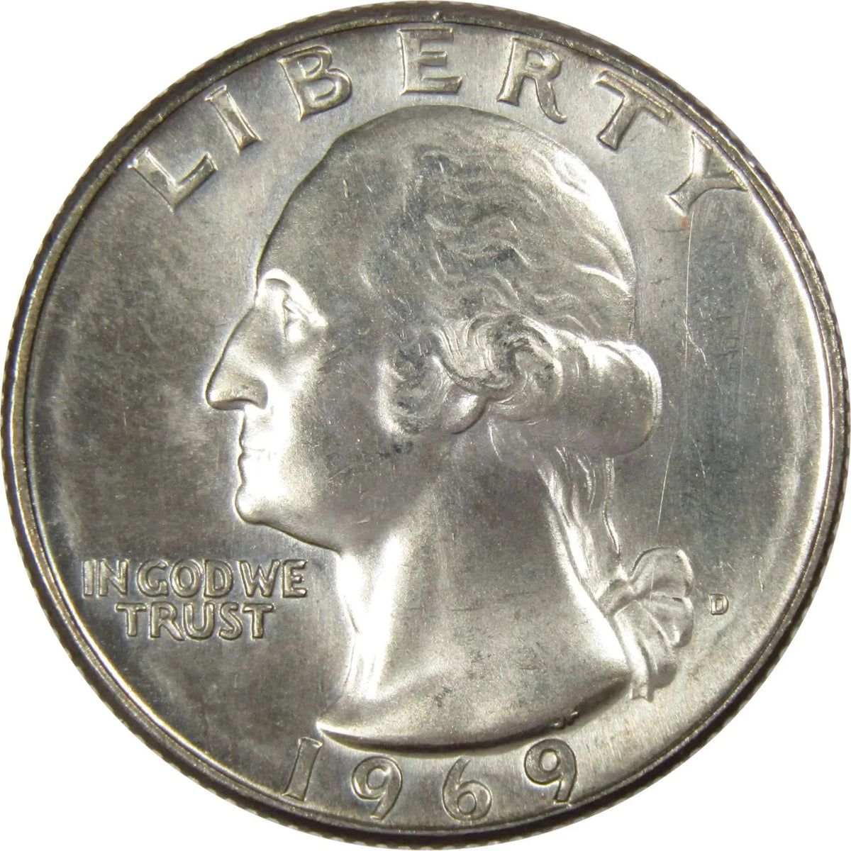 1969 D Washington Quarter Clad Uncirculated Mint State 25c Coin
