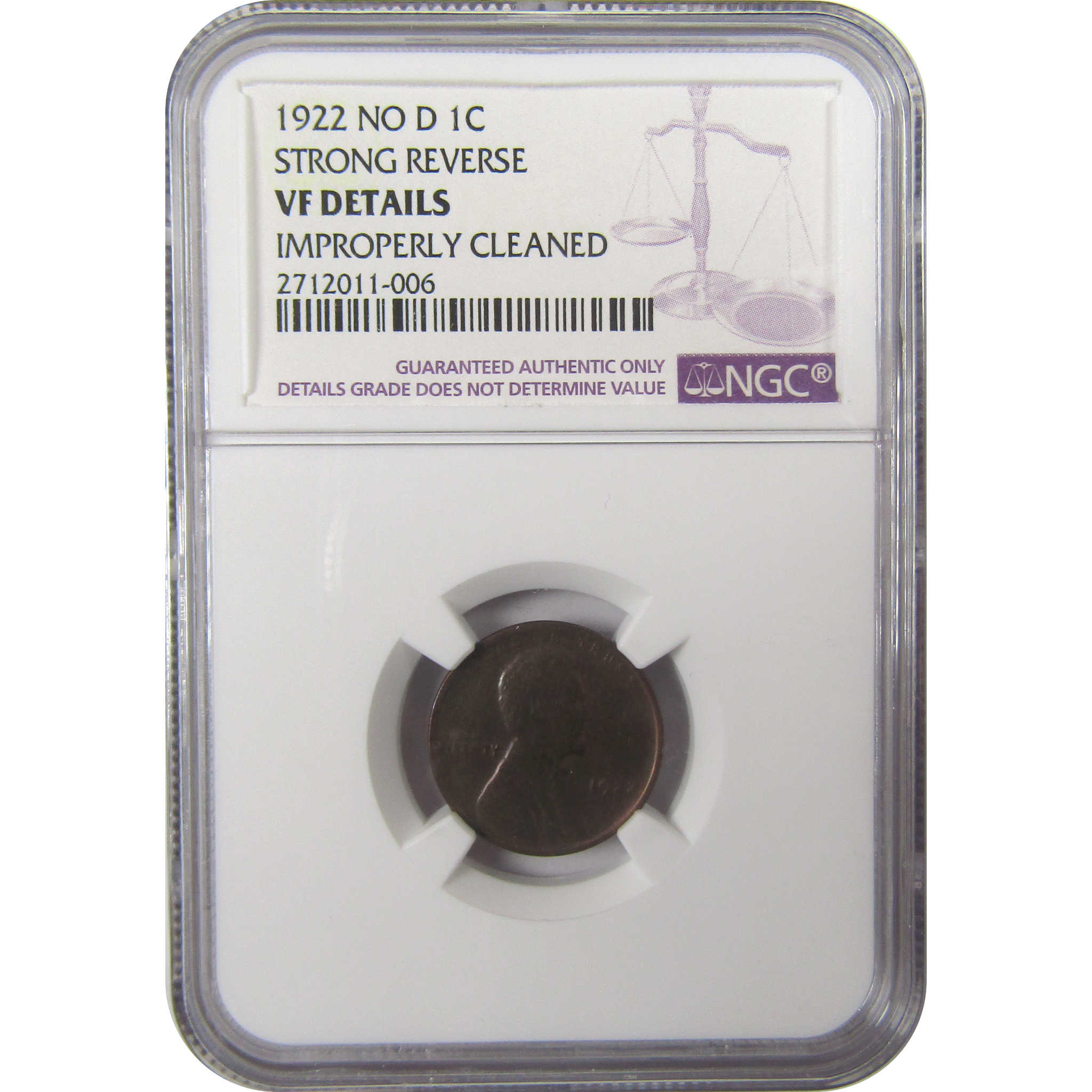 1922 No D Strong Reverse Lincoln Wheat Cent VF Details NGC SKU:I23930