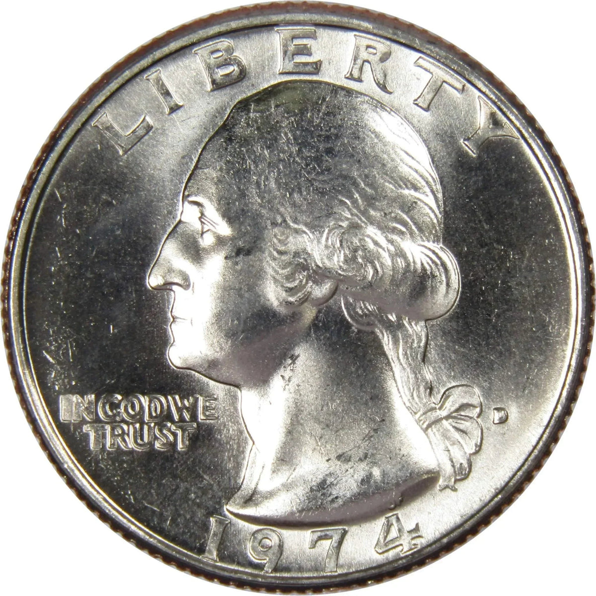 1974 D Washington Quarter Clad Uncirculated Mint State 25c Coin