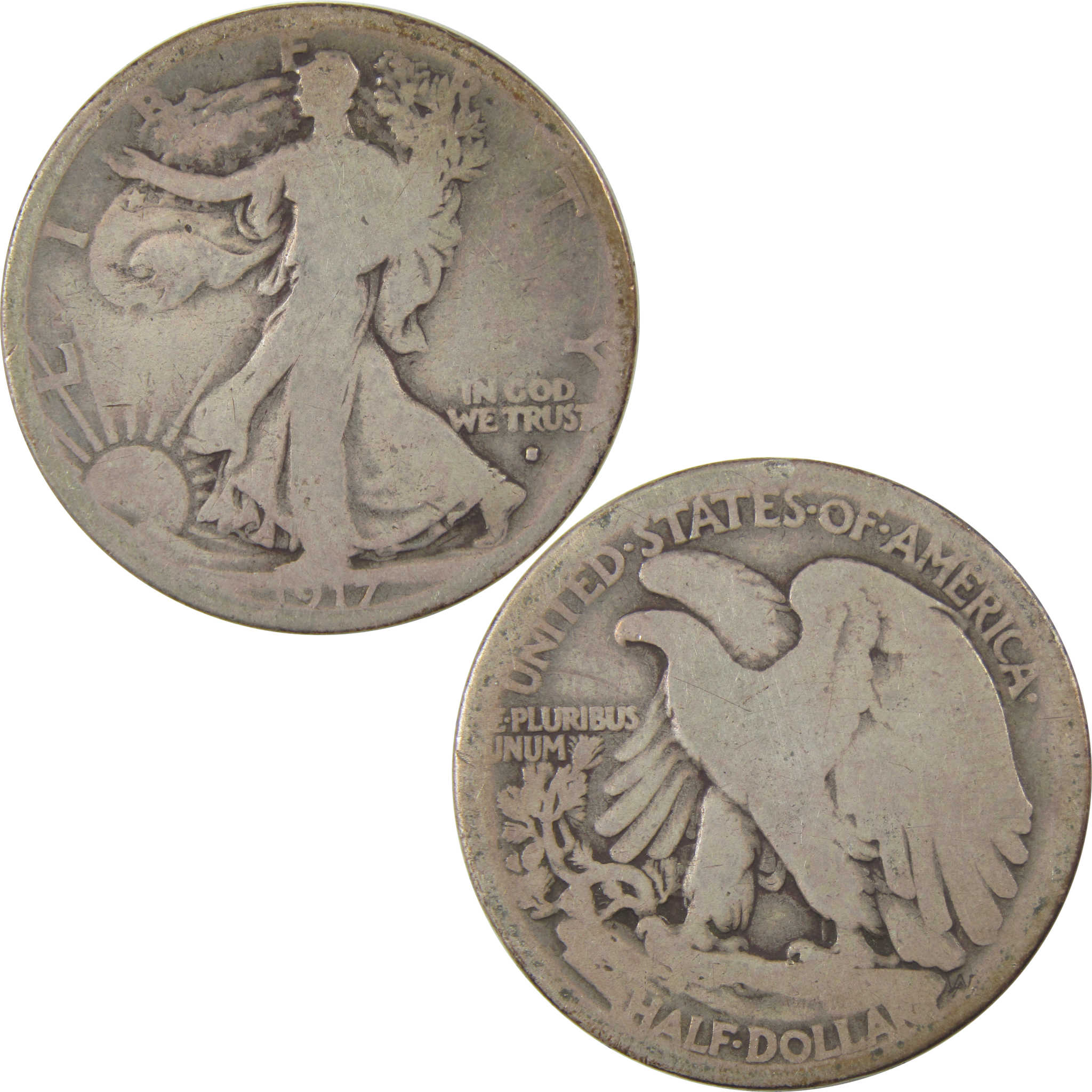1917 S Obverse Liberty Walking Silver 50c AG About Good SKU:I24140