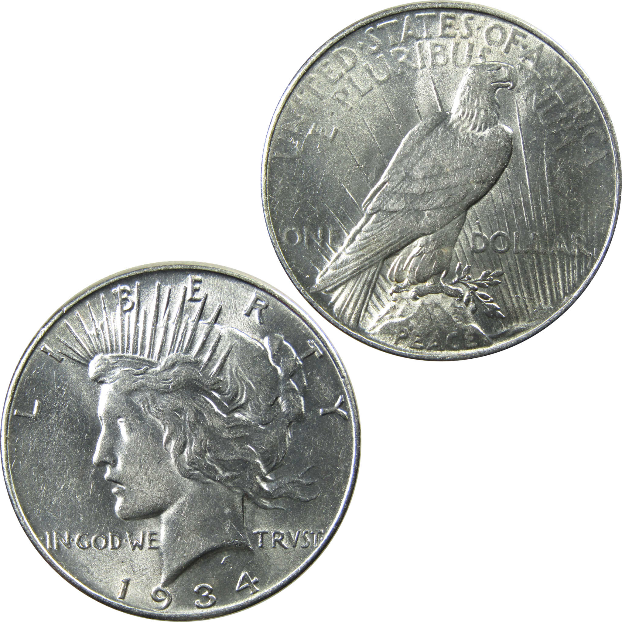 1934 Peace Dollar AU About Uncirculated Silver $1 Coin SKU:I13636