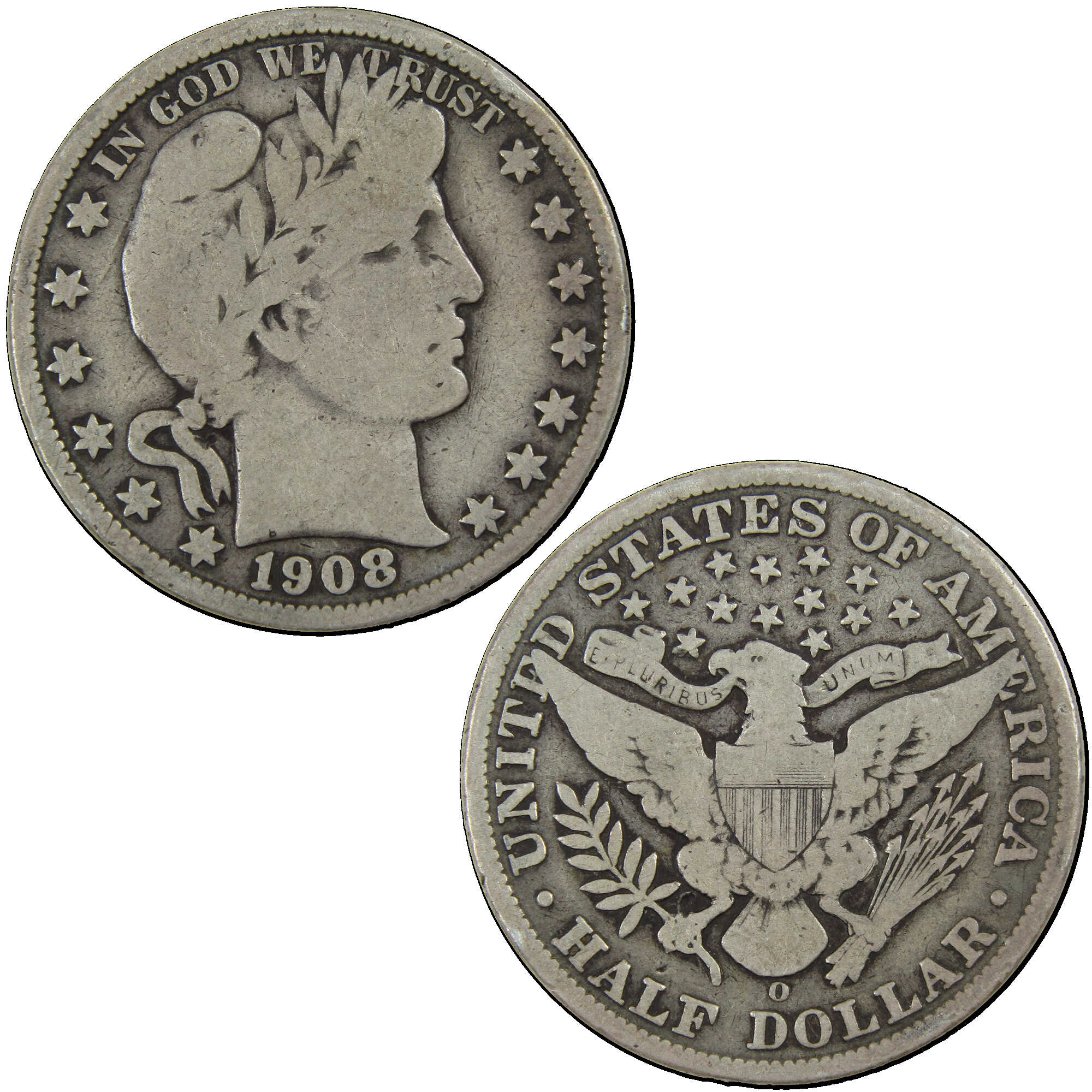 1908 O Barber Half Dollar VG Very Good Silver 50c Coin SKU:I12790