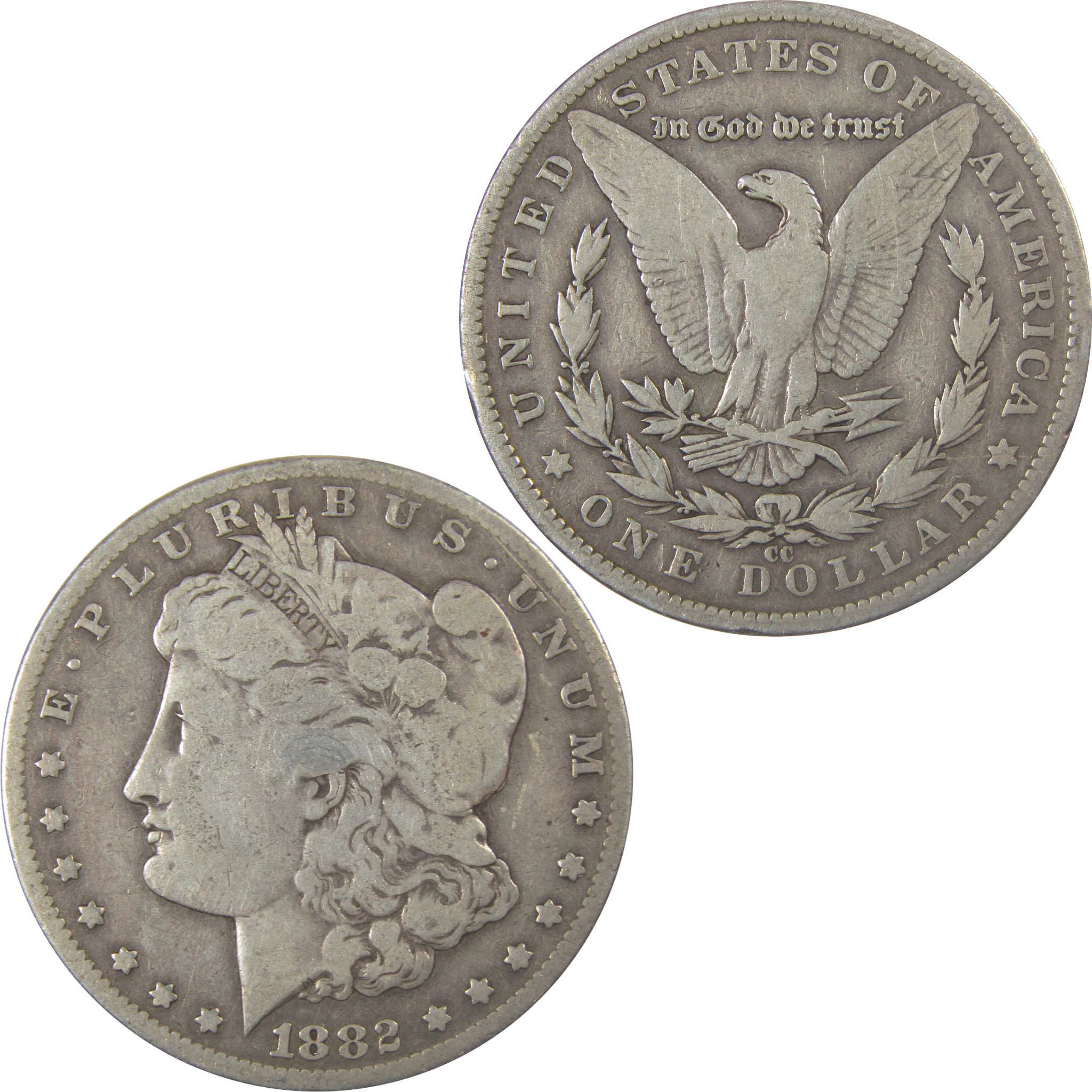 1882 CC Morgan Silver Dollar VG Very Good $1 Coin SKU:I24813 - Morgan coin - Morgan silver dollar - Morgan silver dollar for sale - Profile Coins &amp; Collectibles