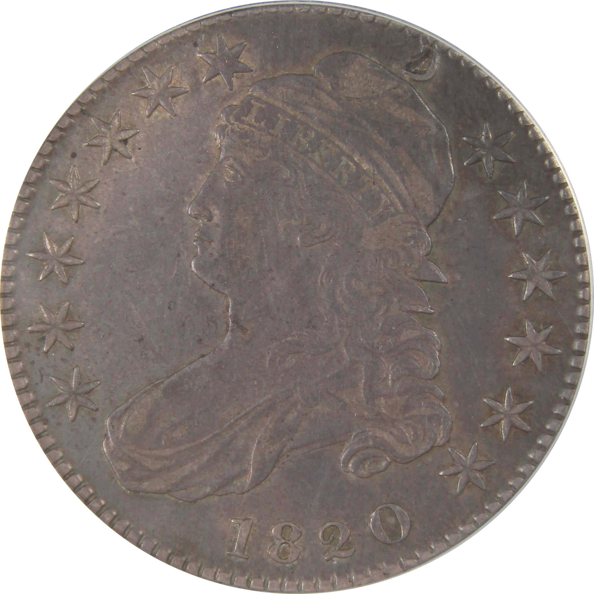 1820 Curl Base 2 Sm Date Capped Bust 50C VF 35 Details ANACS SKU:CP172