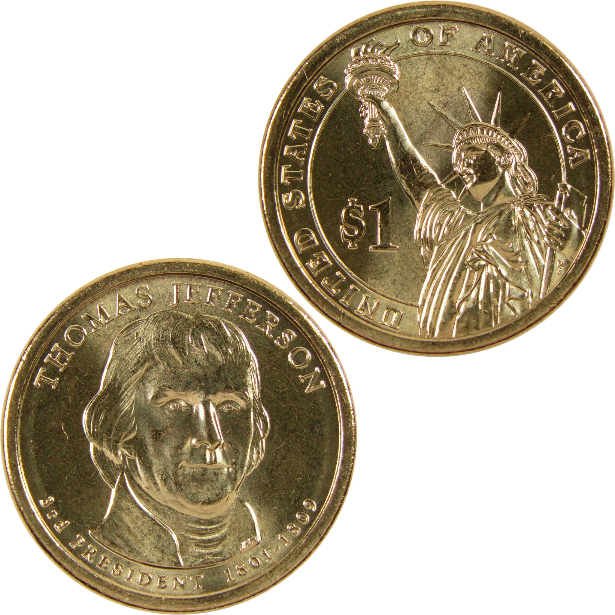 2007 D Thomas Jefferson Presidential Dollar BU Uncirculated $1 Coin