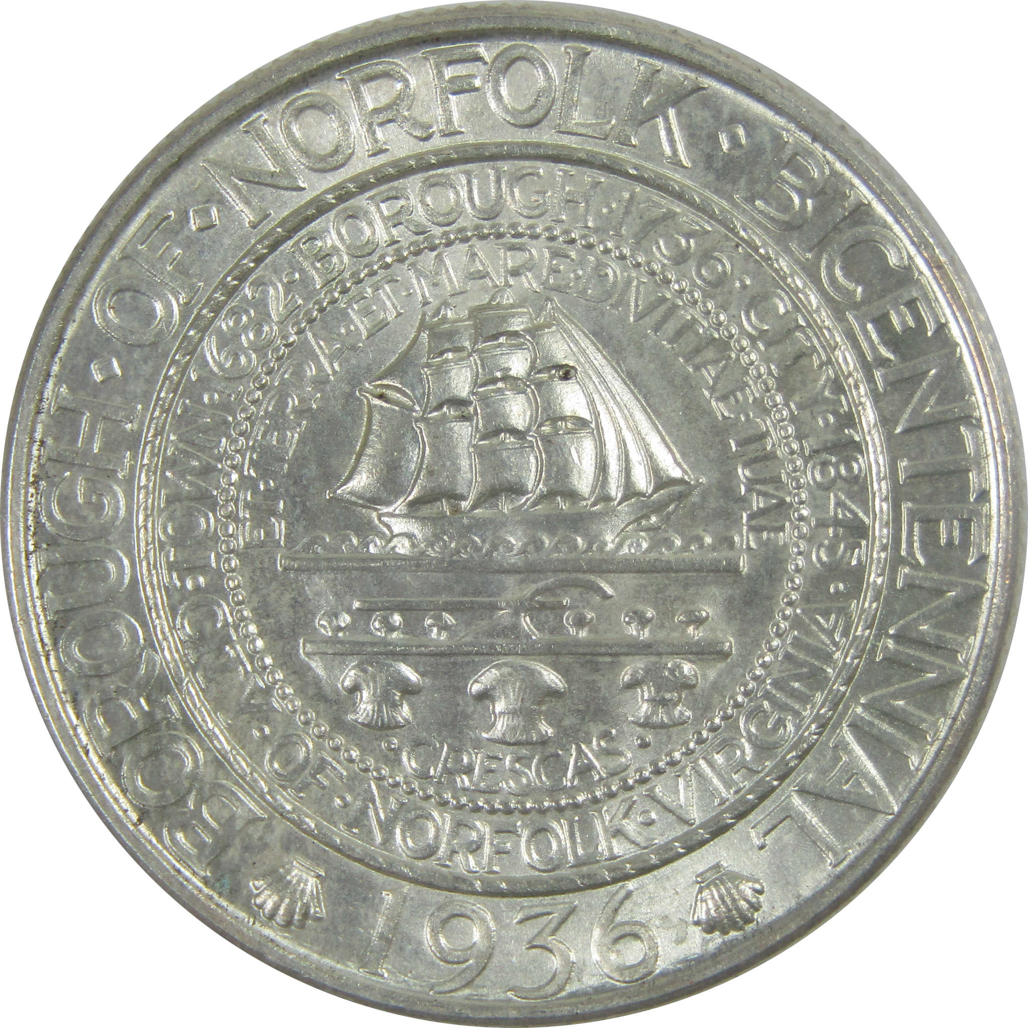 Norfolk Virginia Commemorative Half Dollar 1936 BU Uncirculated Silver