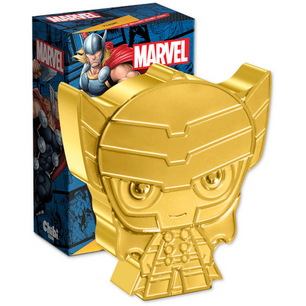 Marvel Thor Chibi 1 oz .999 Silver Gilded $2 Proof 2023 COA SKU:OPC162