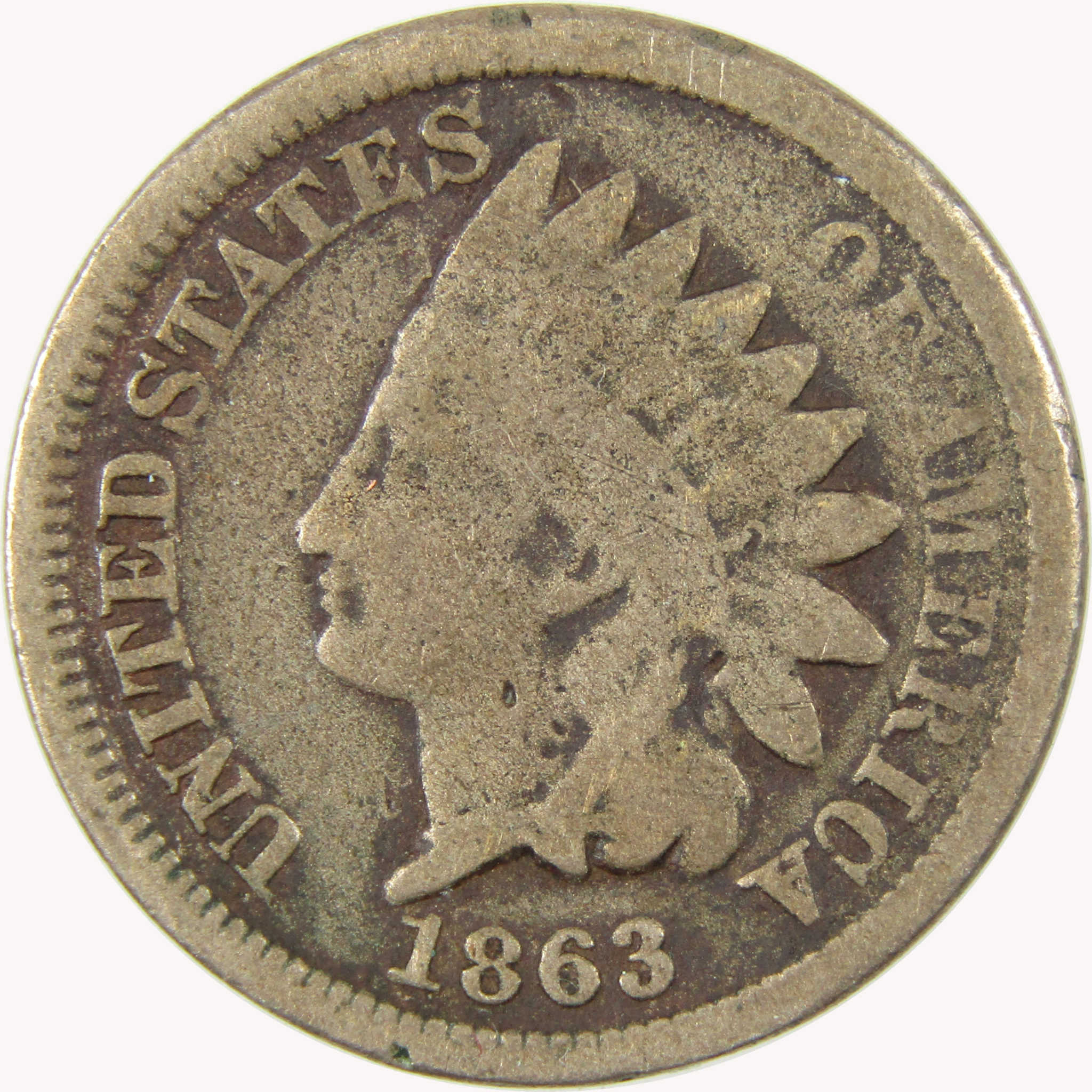 1863 Indian Head Cent AG About Good Penny 1c Coin SKU:CP1073