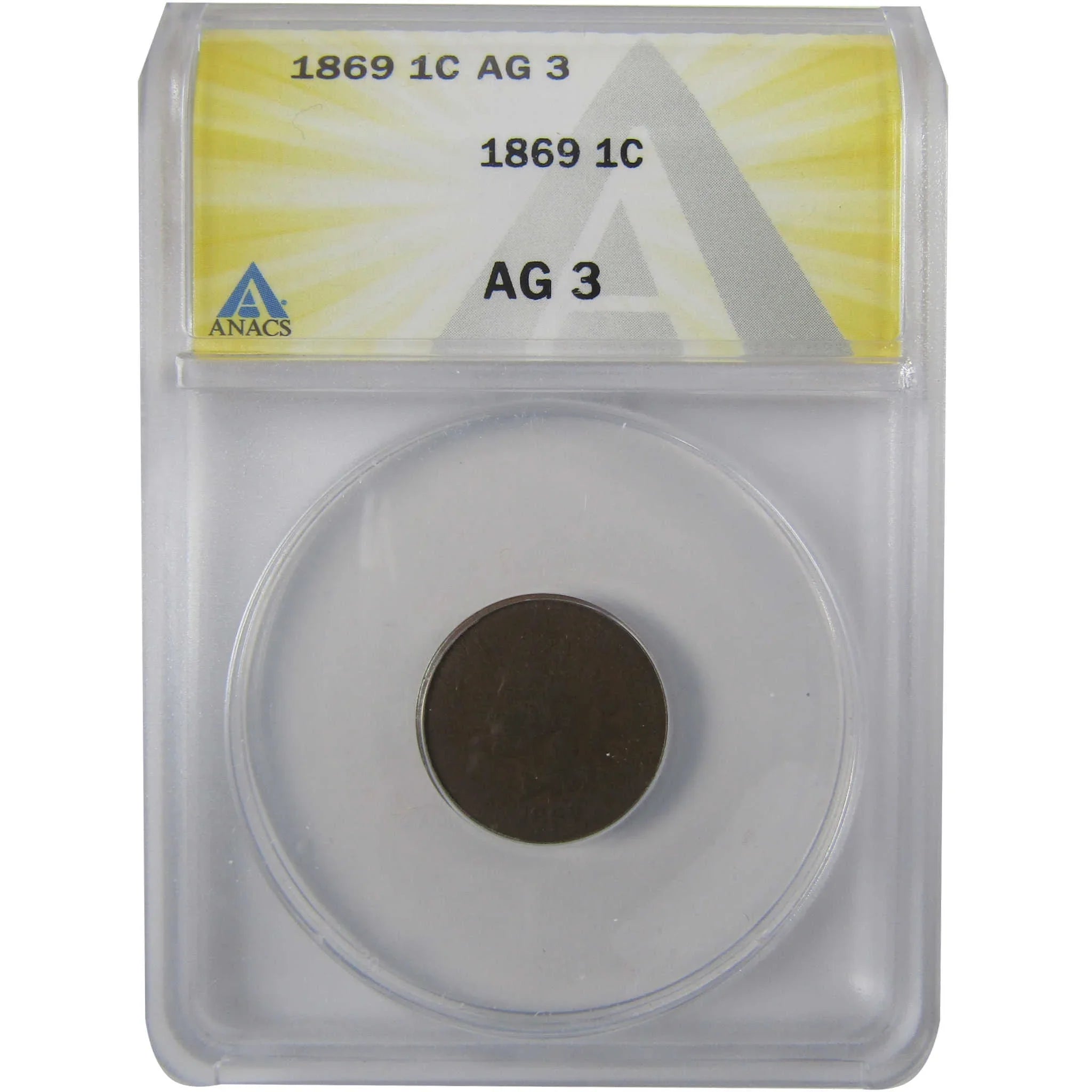 1869 Indian Head Cent AG 3 ANACS Penny 1c Coin Collectible SKU:I25577