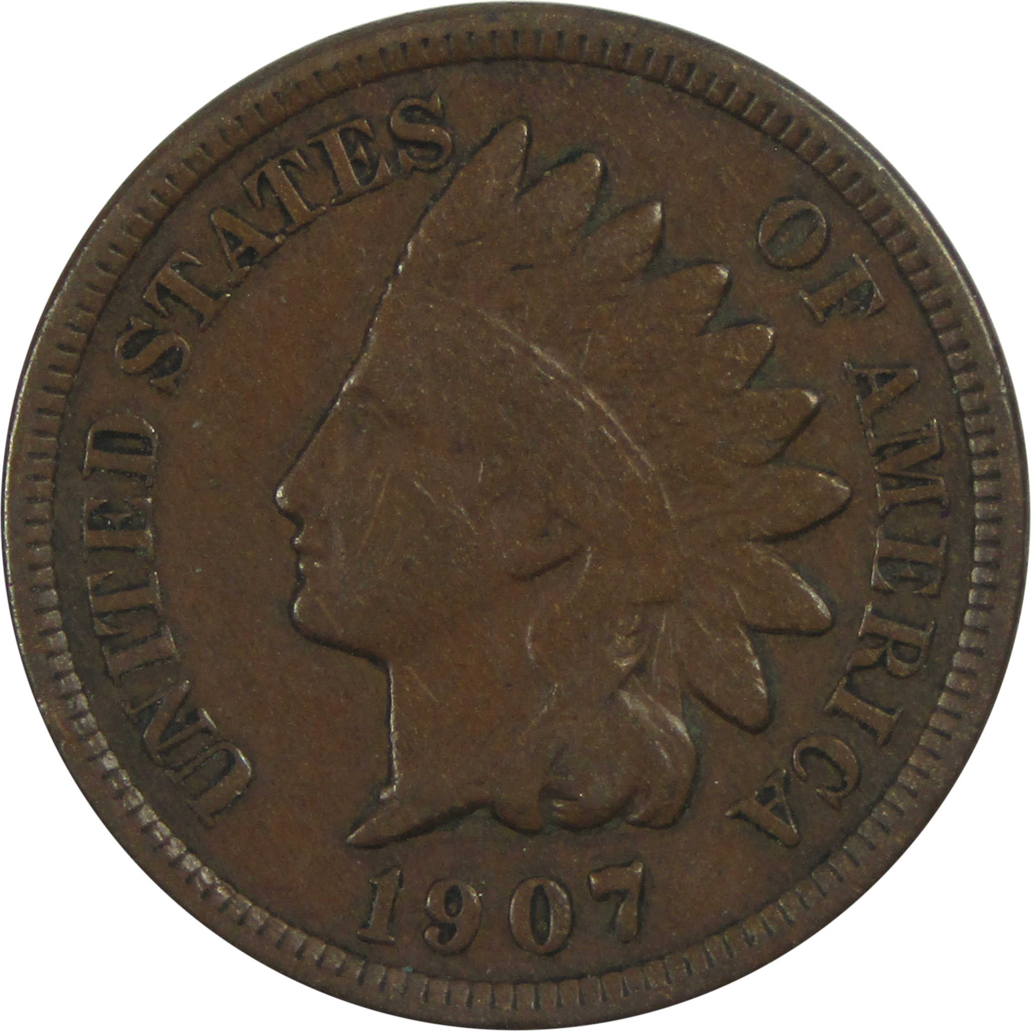 1907 Indian Head Cent VF Very Fine Penny 1c Coin SKU:I15516