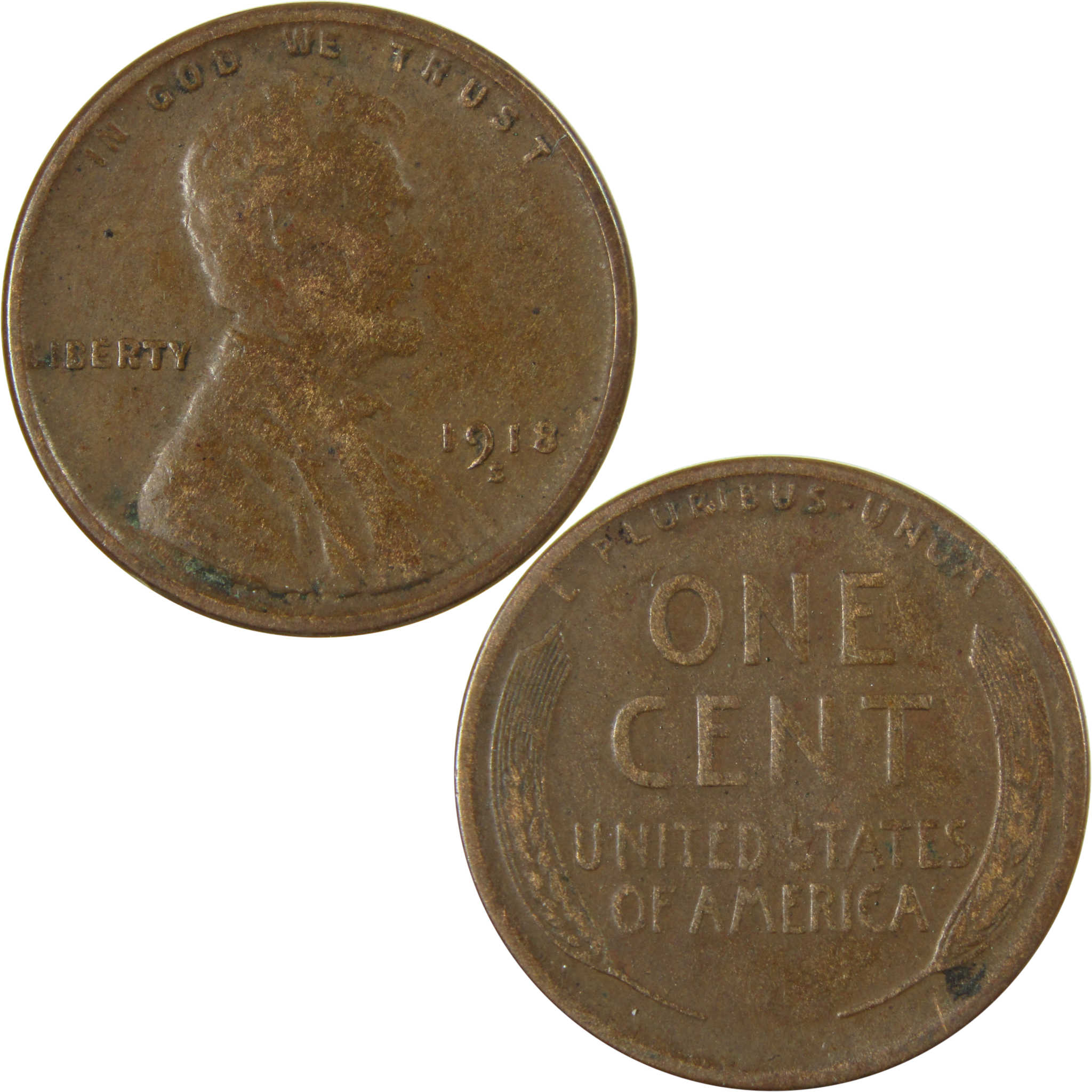 1918 S Lincoln Wheat Cent VF Very Fine Penny 1c Coin SKU:I25882