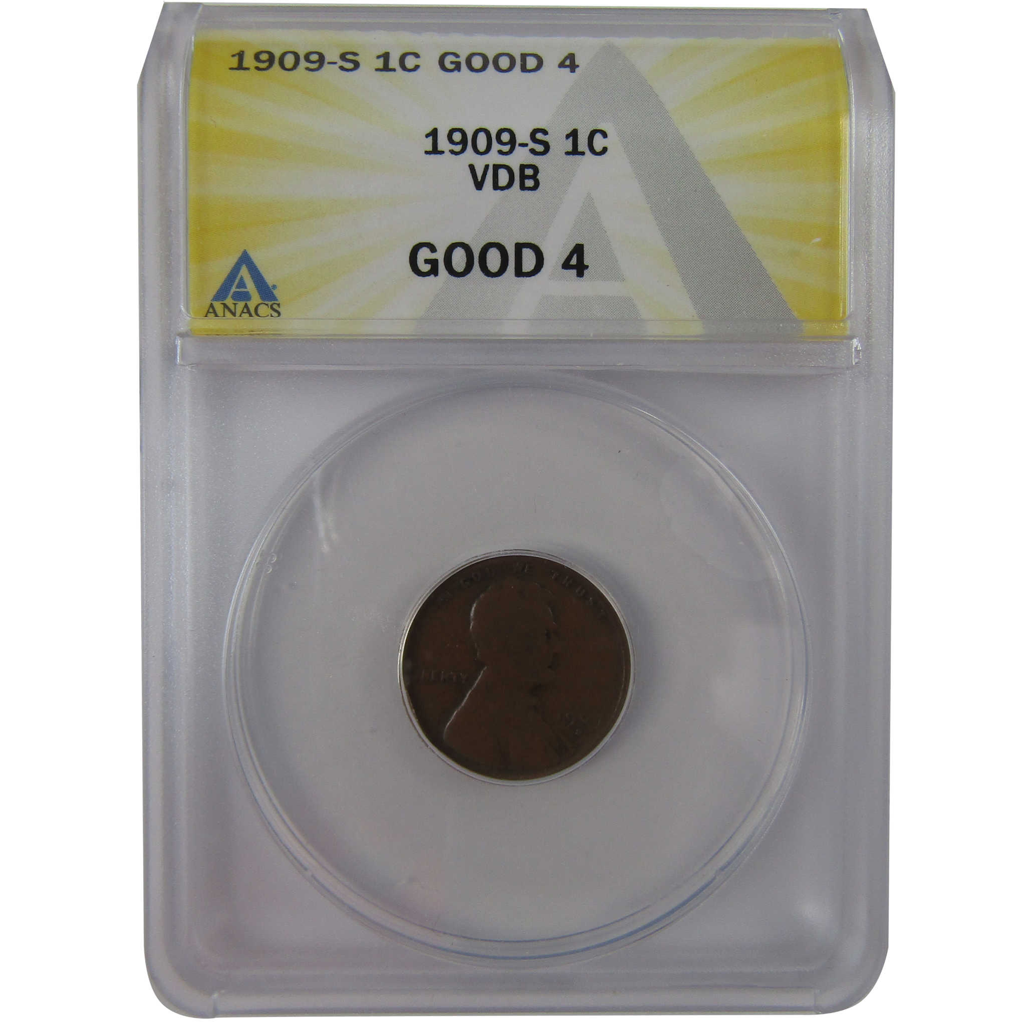 1909 S VDB Lincoln Wheat Cent G 4 ANACS Penny 1c Coin SKU:CPC1182