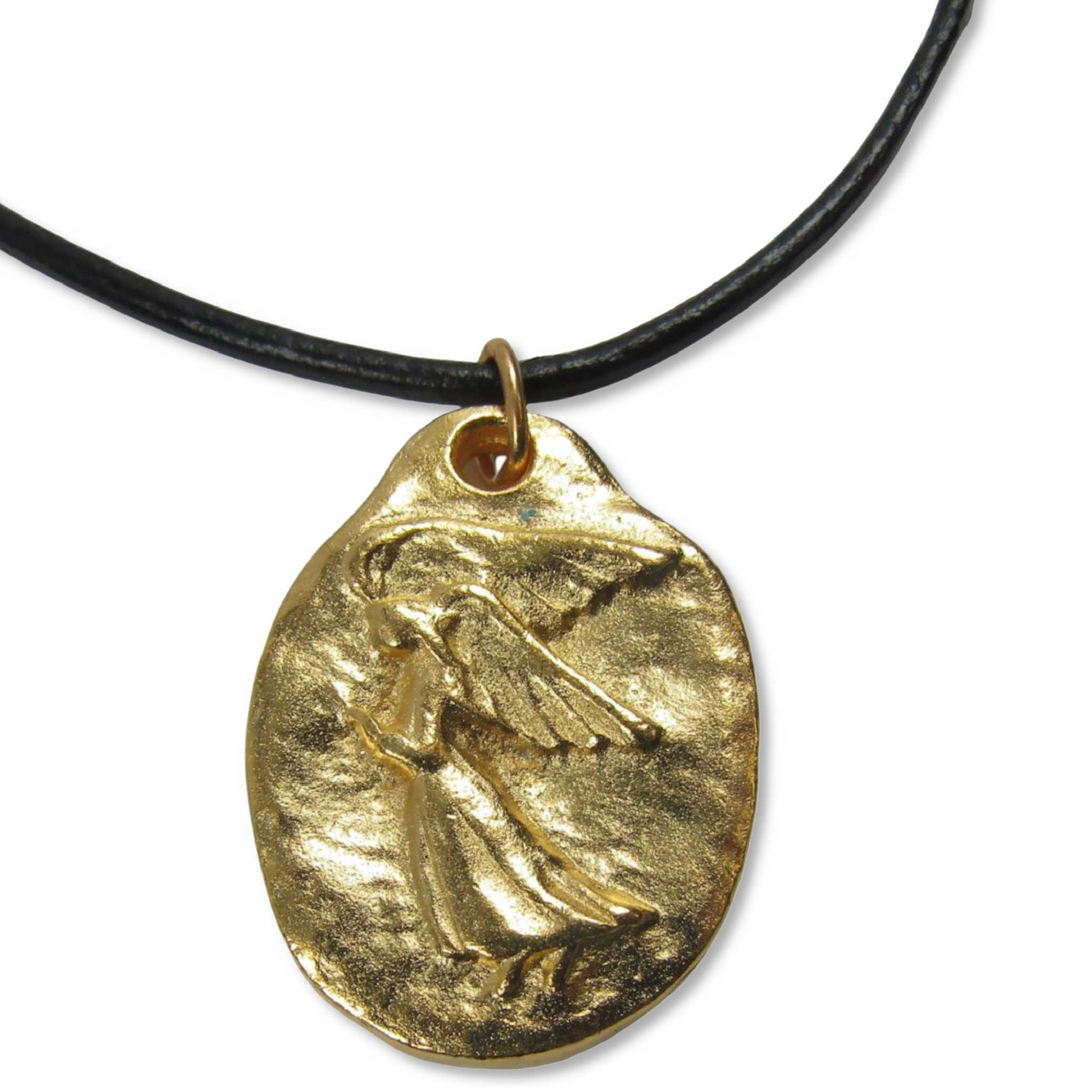 Guardian Angel Gold Plated Pewter Necklace with Cord