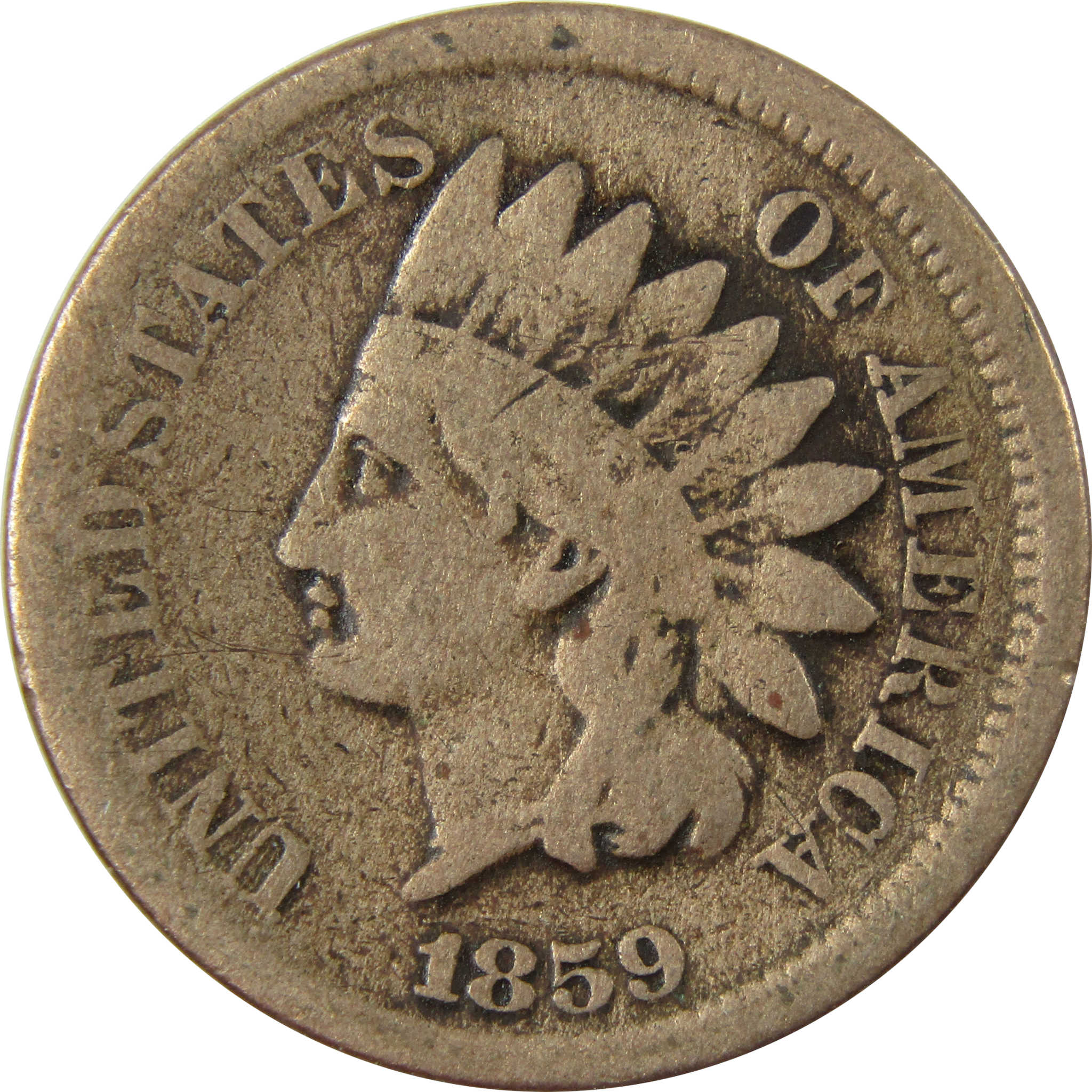 1859 Indian Head Cent G Good Penny 1c Coin Collectible SKU:CP1255