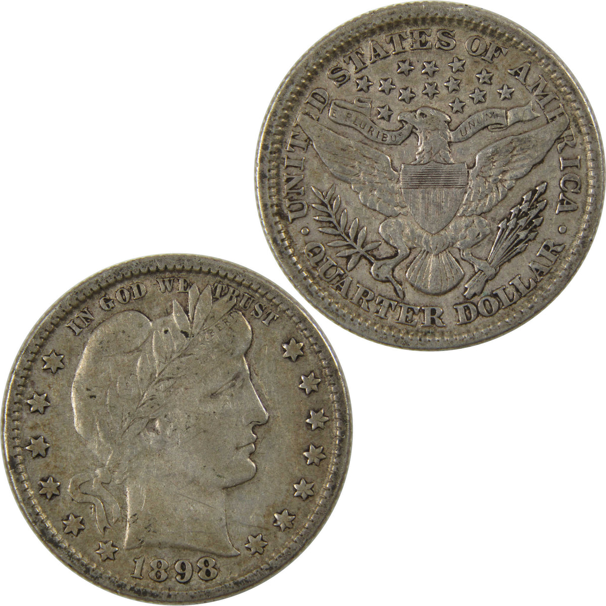 1898 Barber Silver Quarter XF EF Extremely Fine 25c Coin Collectible
