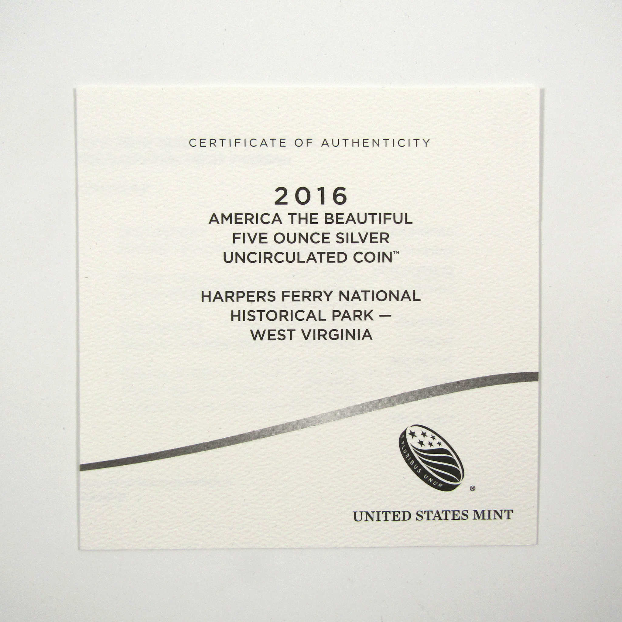 2016 P Harpers Ferry National Park 5 oz Silver OGP COA SKU:CPC2576