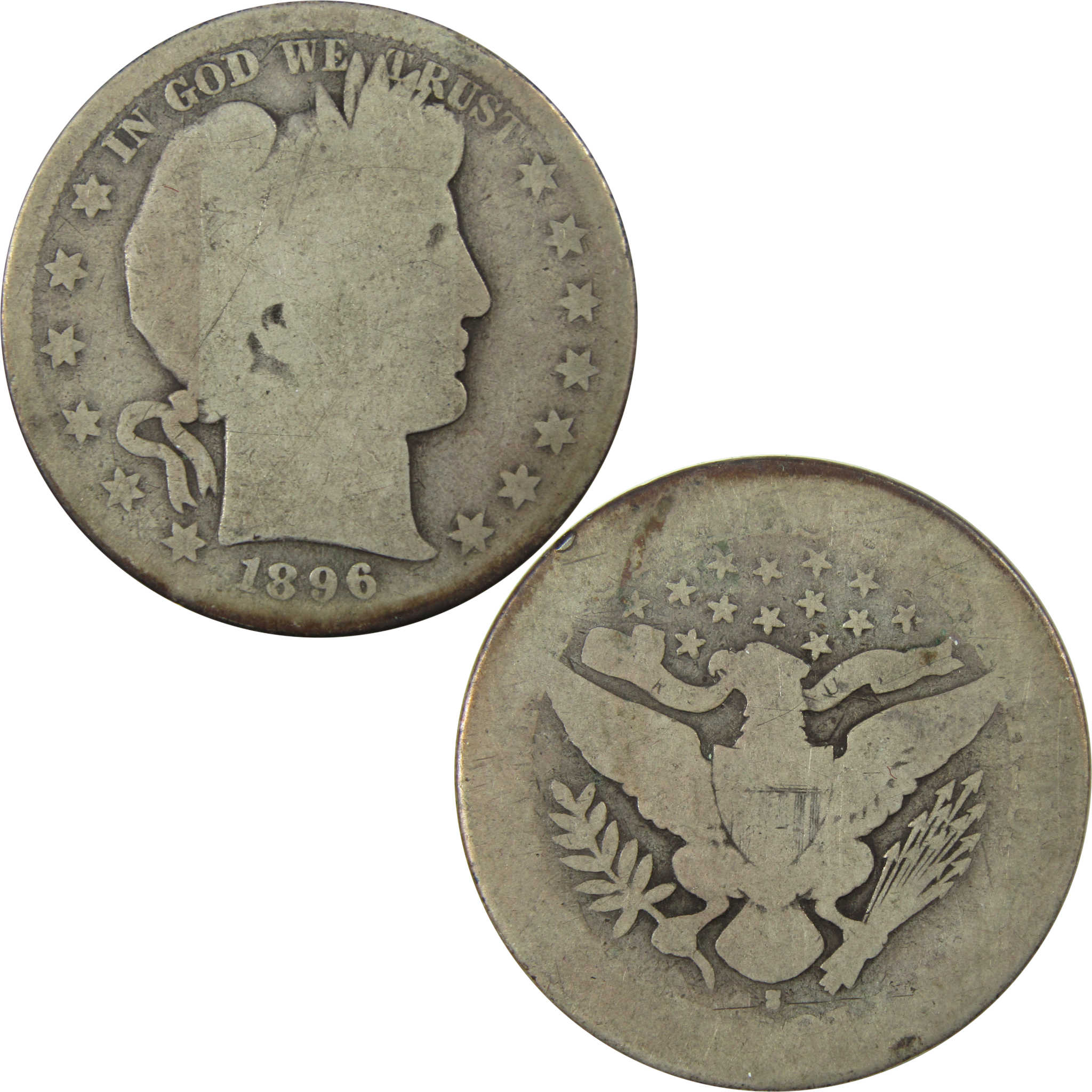 1896 S Barber Silver Half Dollar AG About Good 50c Coin SKU:I25108