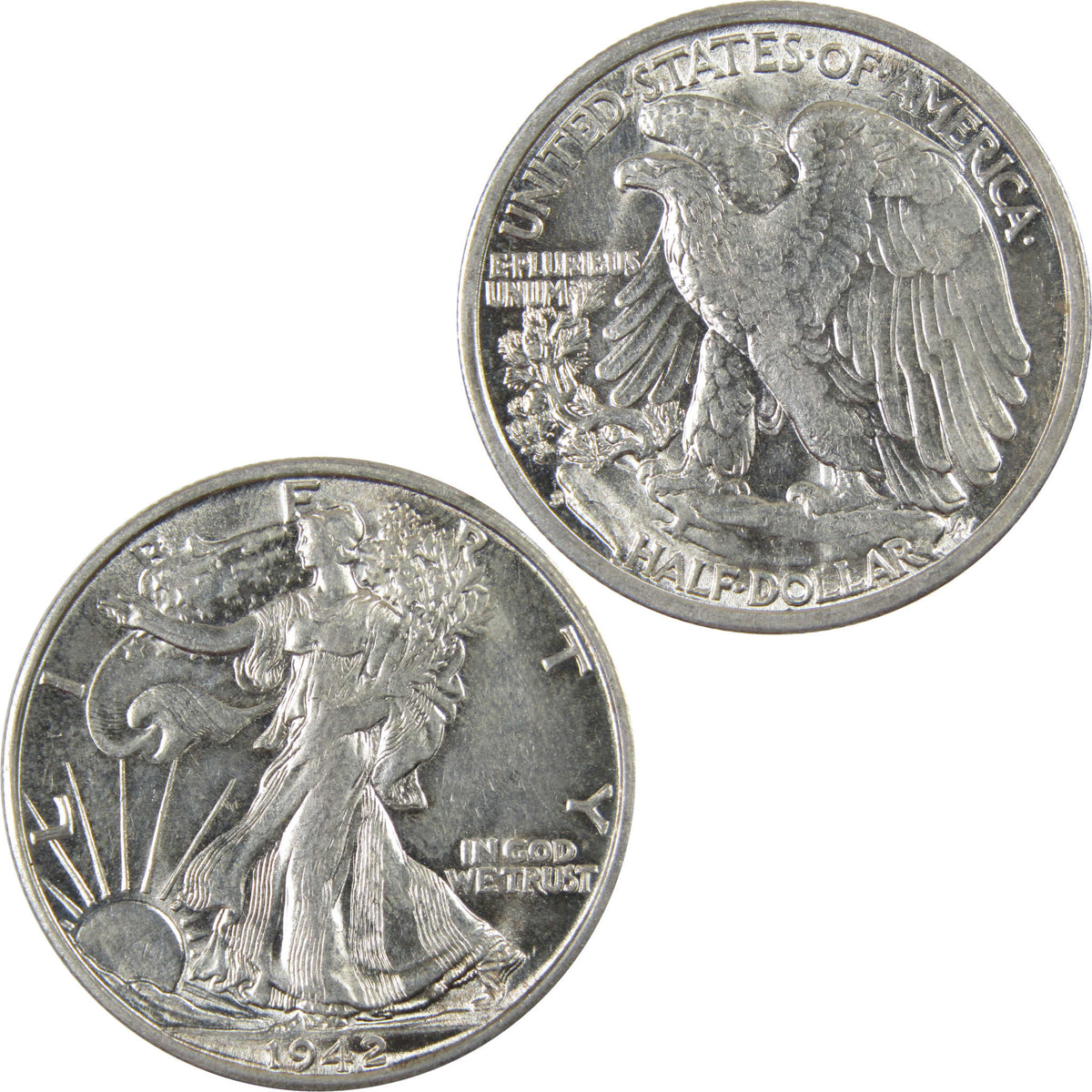 1942 S Liberty Walking Silver 50c Borderline Uncirculated SKU:I28655