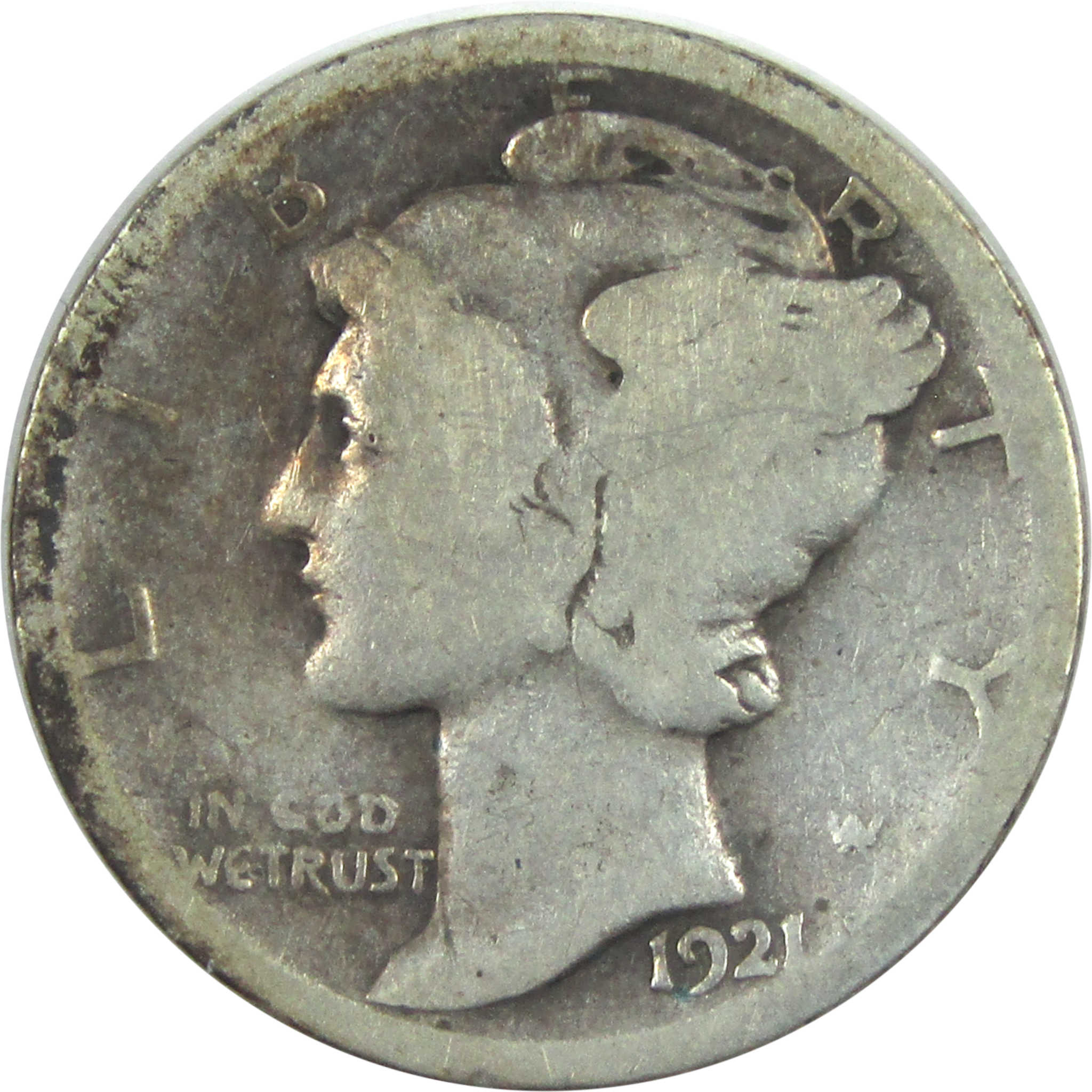 1921 Mercury Dime AG About Good Silver 10c Coin SKU:I15321