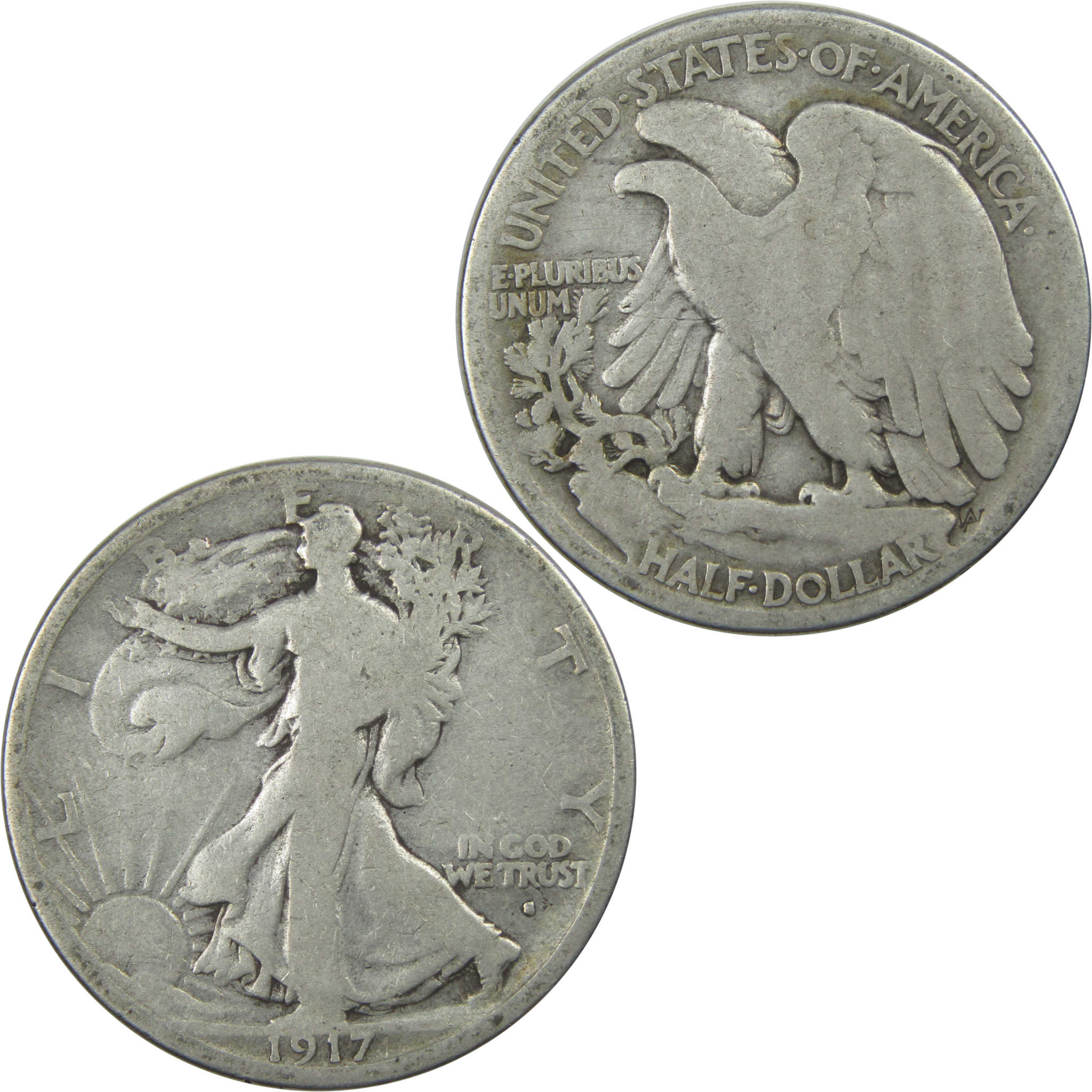 1917 S Obverse Liberty Walking Half Dollar VG Details SKU:I15259