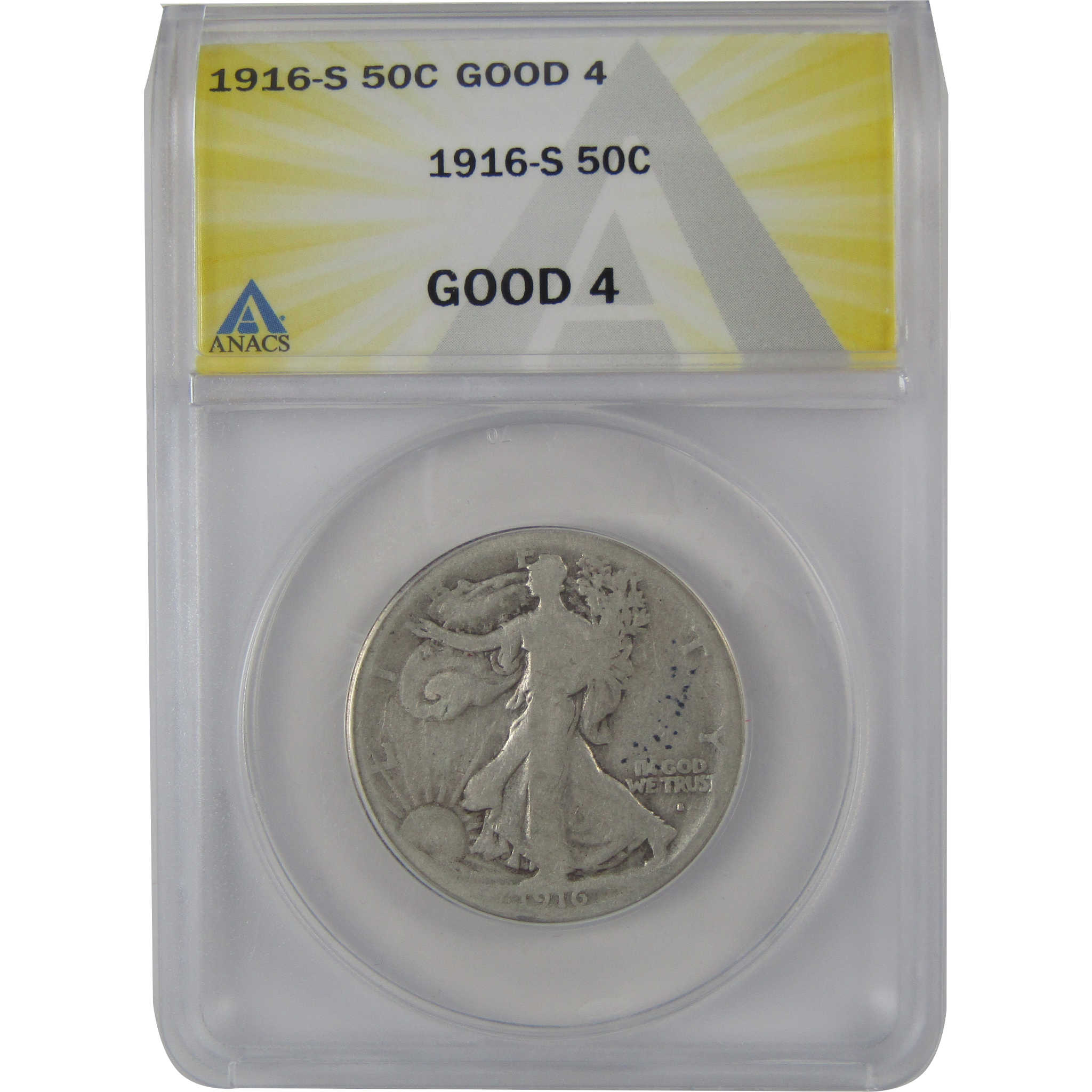 1916 S Liberty Walking Half Dollar G 4 ANACS Silver 50c Coin SKU:CP119