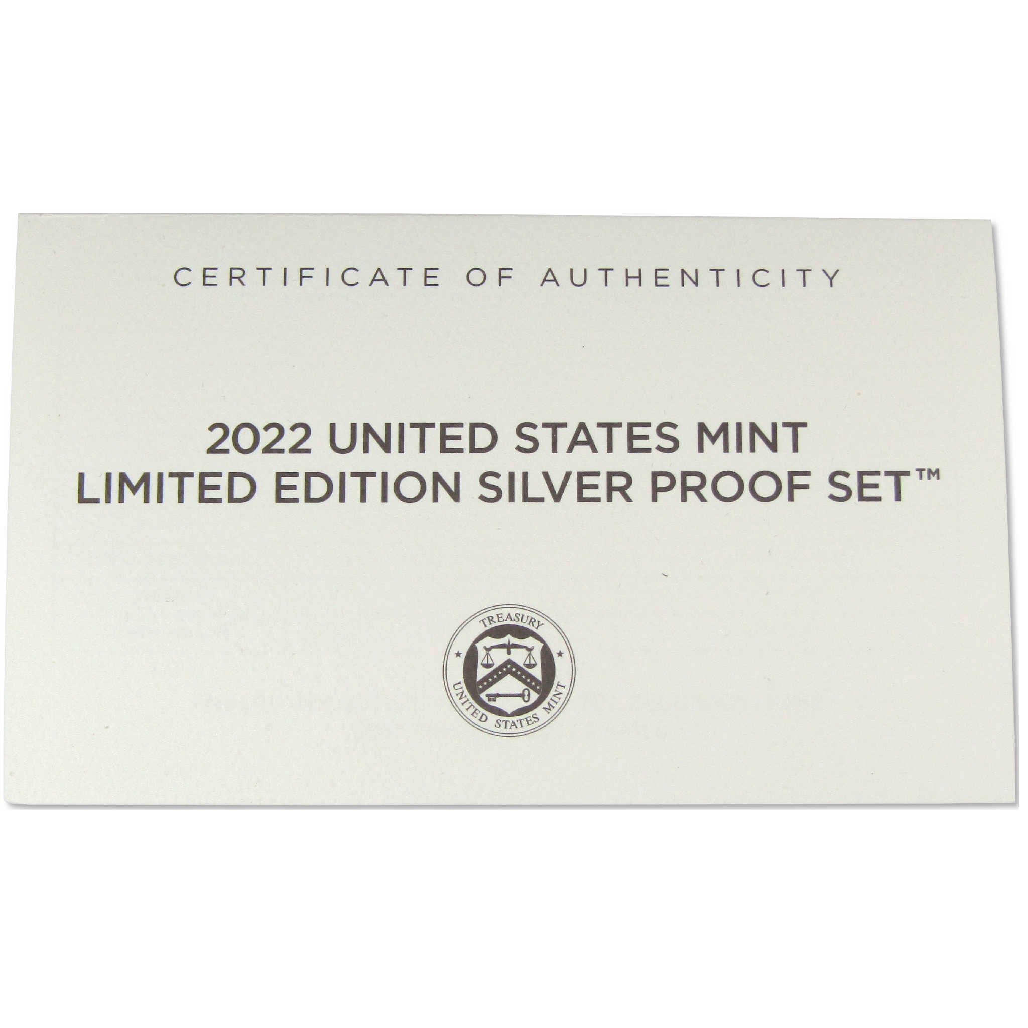 2022 U.S. Mint Limited Edition Silver Proof Set Collectible OGP COA