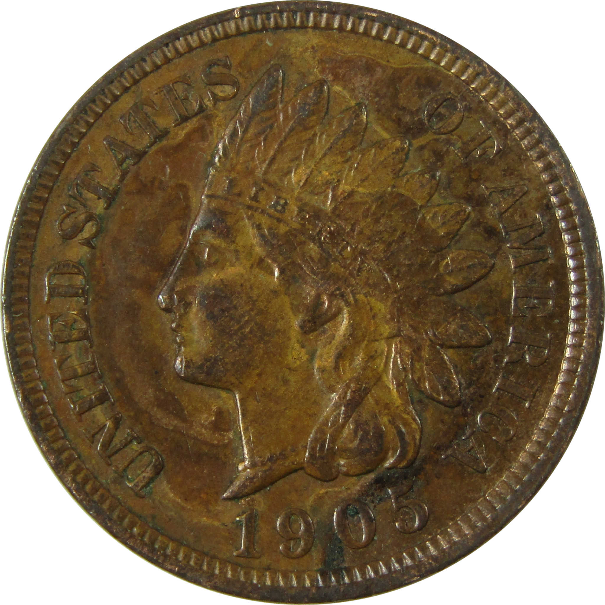 1905 Indian Head Cent AU About Uncirculated Penny 1c Coin SKU:I26644