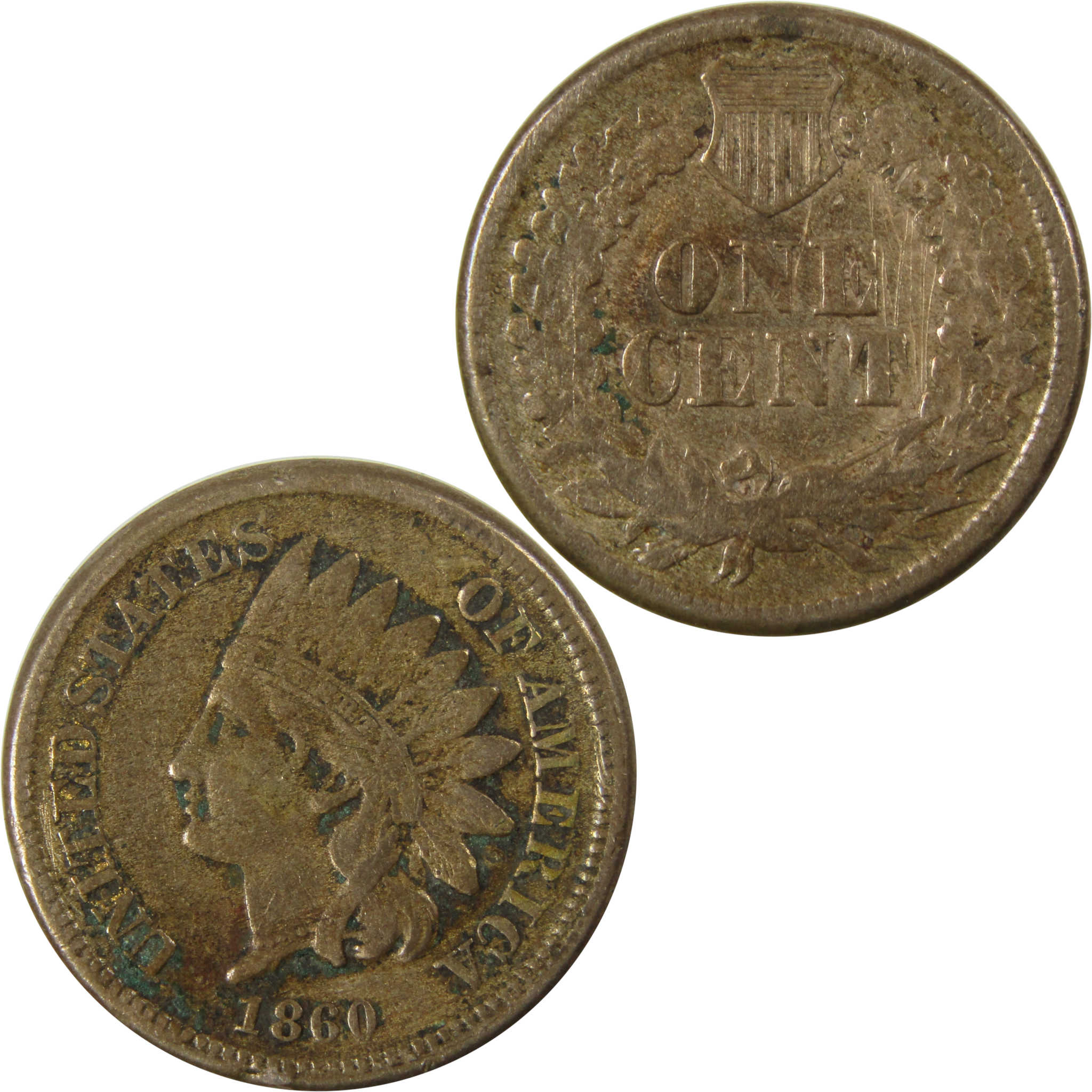 1860 Pointed Bust Indian Head Cent F Fine Details Penny SKU:CP1190
