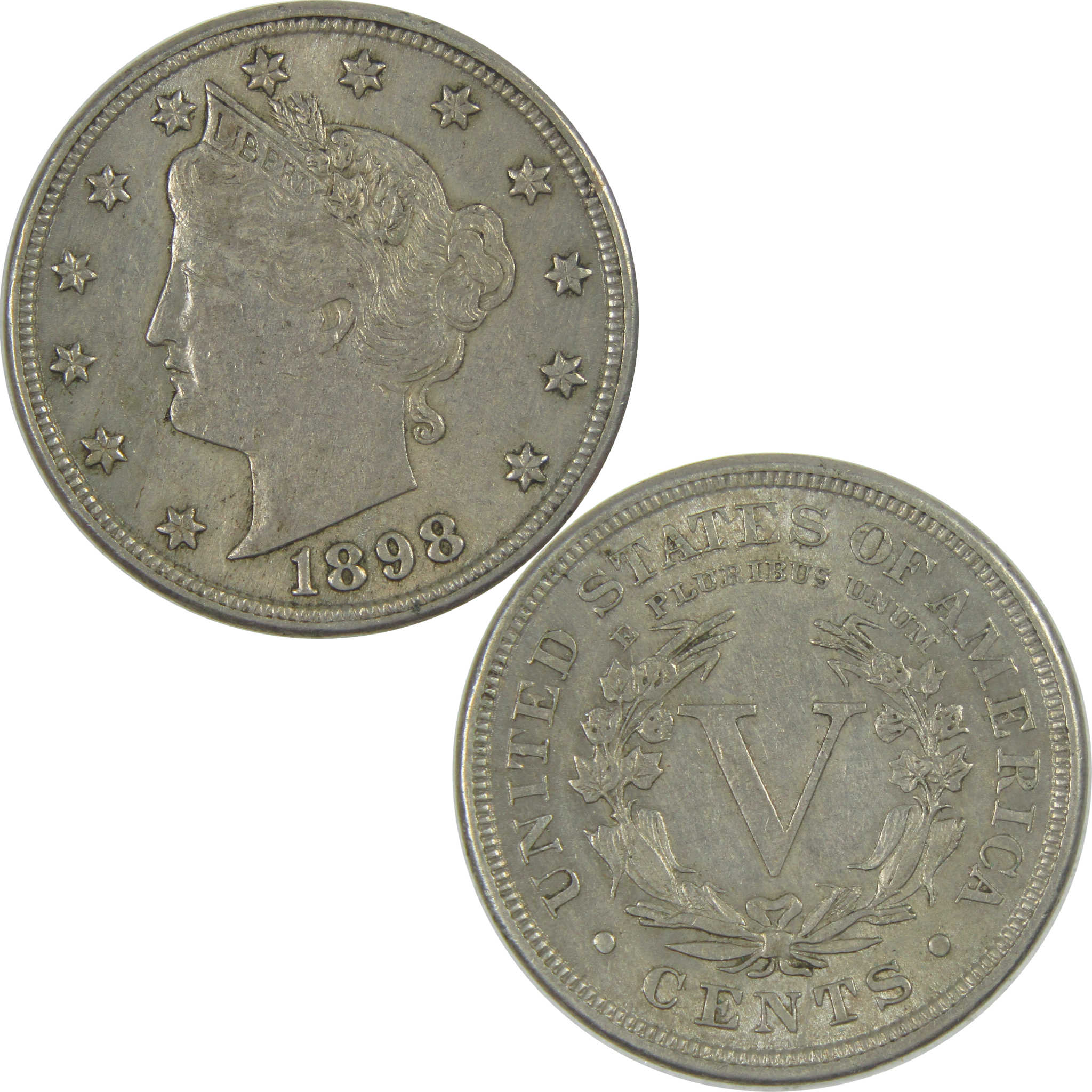 1898 Liberty Head V Nickel AU About Uncirculated 5c Coin SKU:I16554