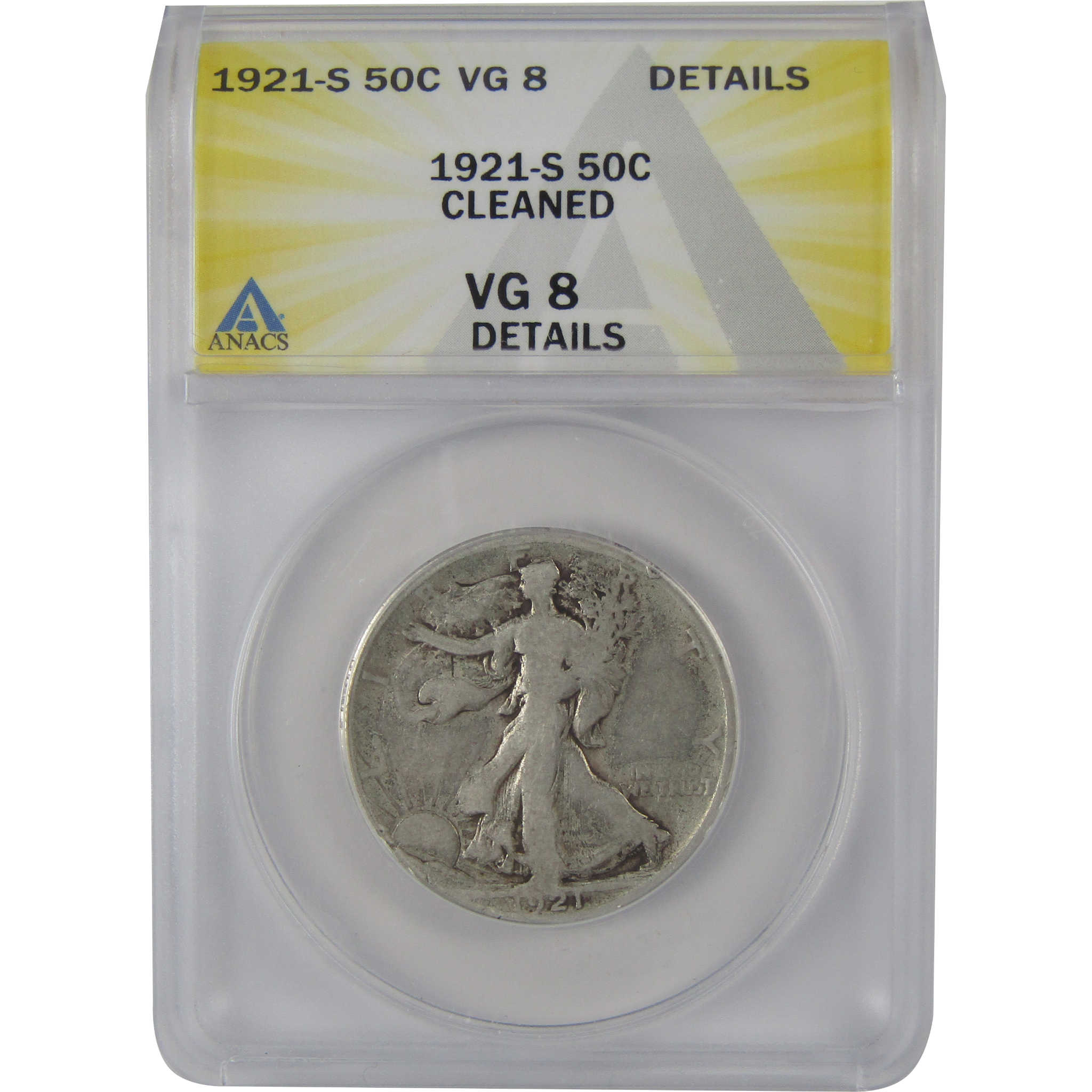 1921 S Liberty Walking Half Dollar VG 8 Details ANACS Silver SKU:CP120