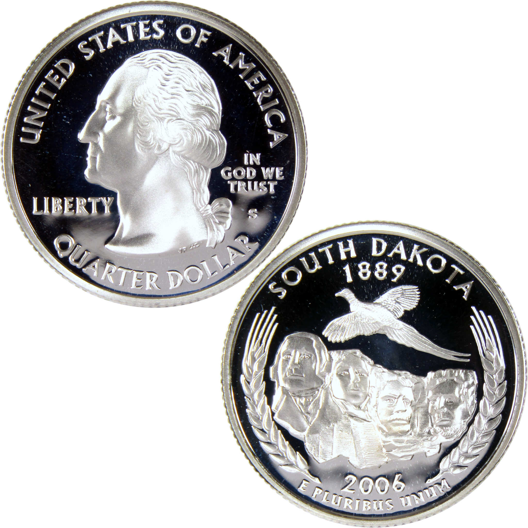 2006 S South Dakota State Quarter Silver 25c Proof Coin