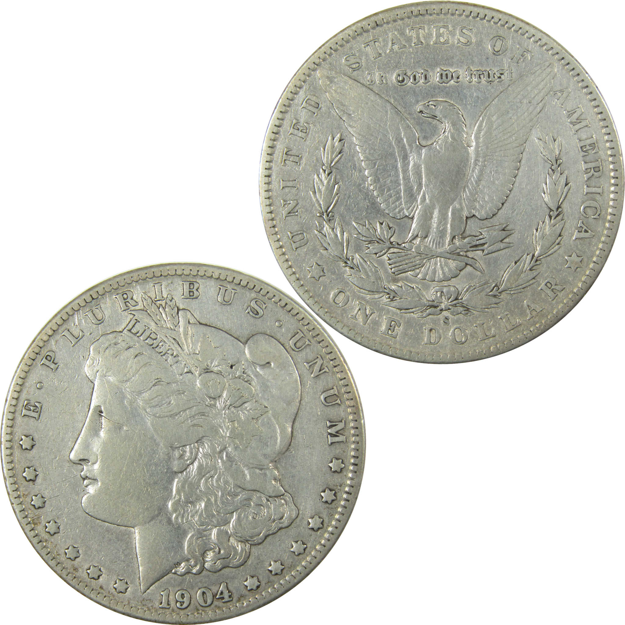 1904 S Morgan Silver Dollar VF Very Fine Details $1 Coin SKU:I28096 - Morgan coin - Morgan silver dollar - Morgan silver dollar for sale - Profile Coins &amp; Collectibles