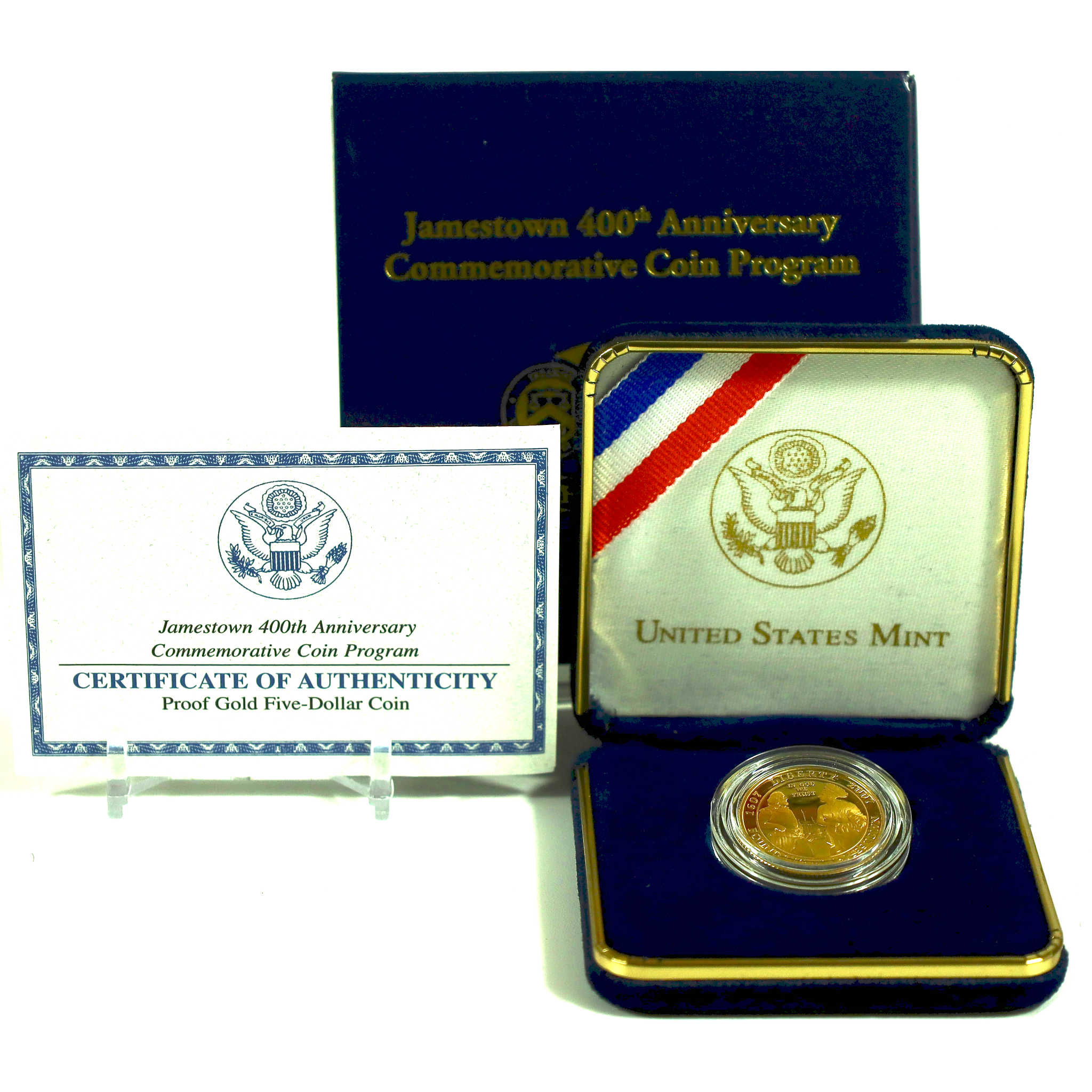 Jamestown 400th Anniversary Commemorative 2007 W Proof Gold $5 OGP COA