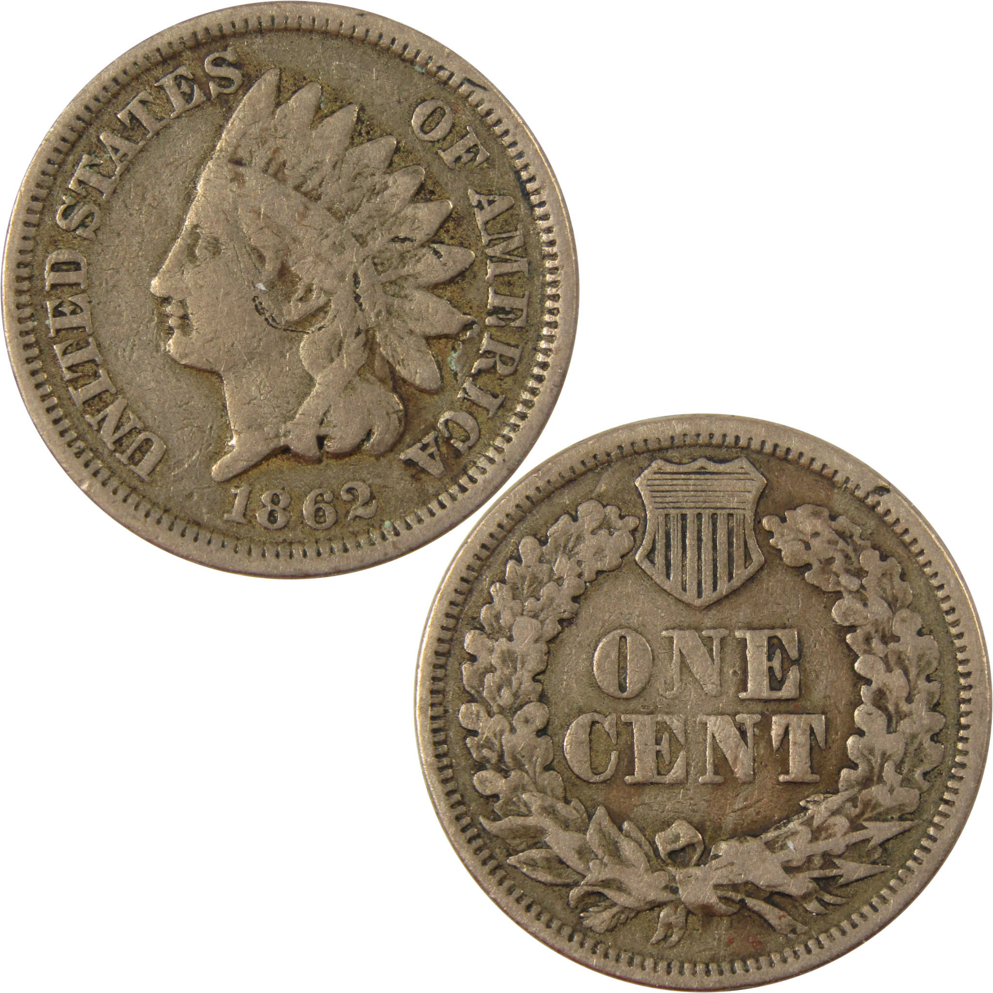 1862 Indian Head Cent G Good Details Penny 1c Coin SKU:CP1251