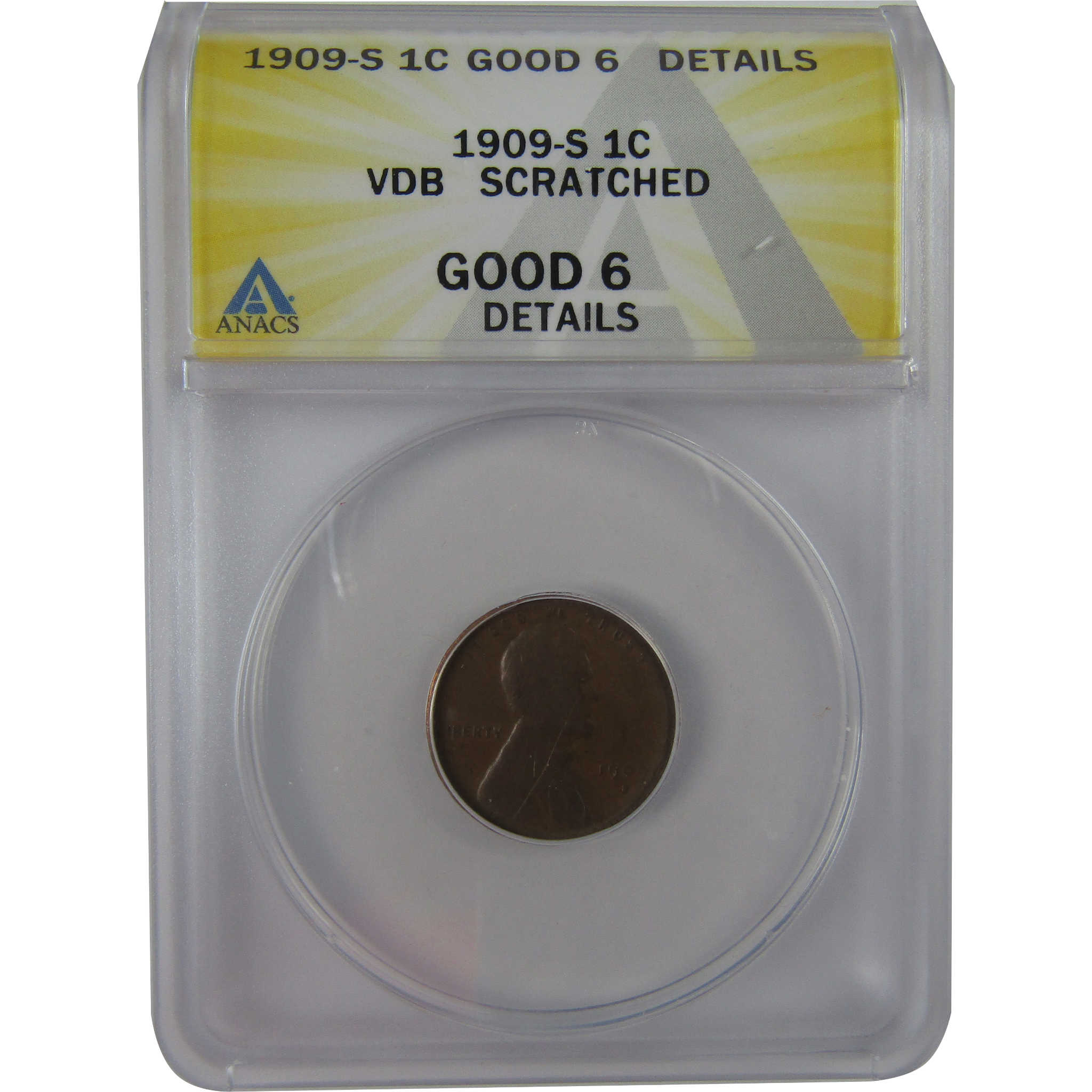 1909 S VDB Lincoln Wheat Cent G 6 Details ANACS Penny SKU:CPC1183