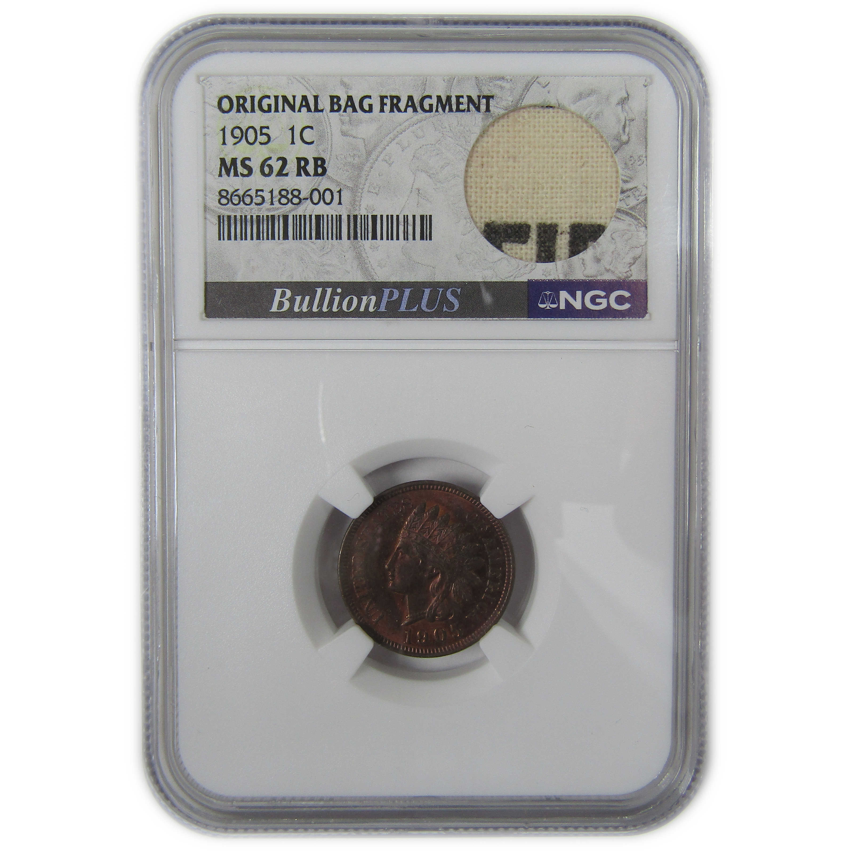 1905 Indian Head Cent MS 62 RB NGC Original Bag Fragment SKU:I23669
