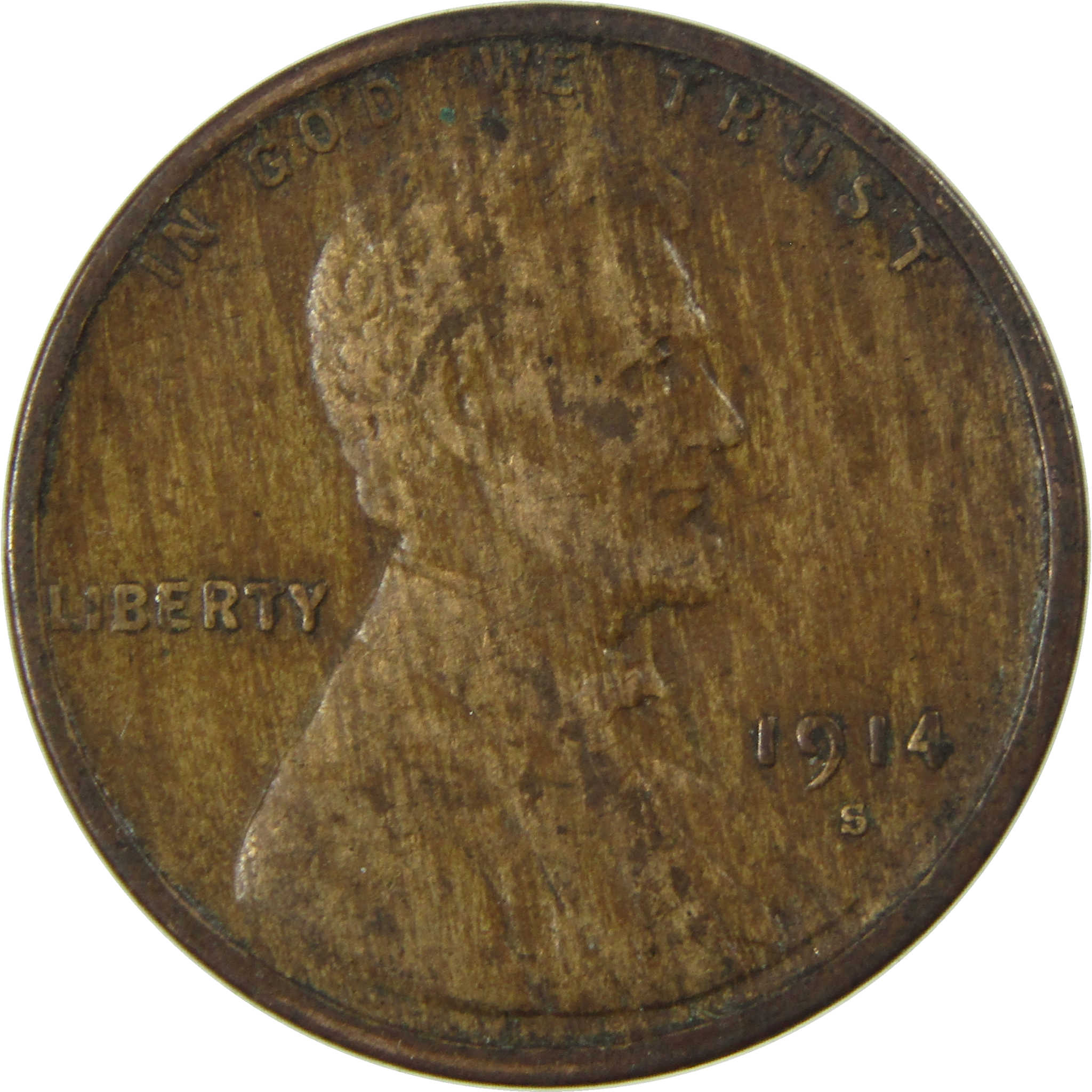 1914 S Lincoln Wheat Cent VF Very Fine Penny 1c Coin SKU:I26883