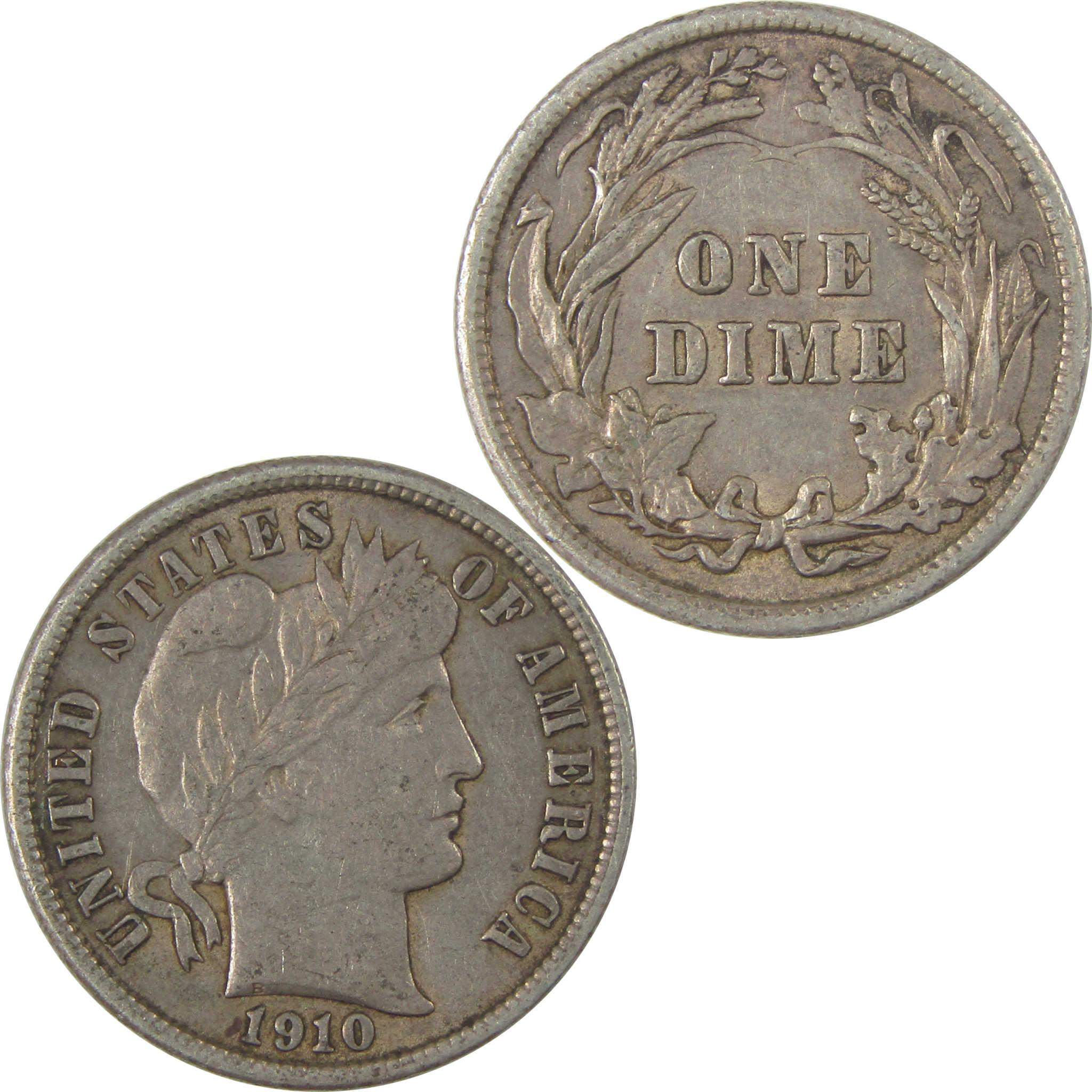 1910 Barber Dime AU About Uncirculated Silver 10c Coin SKU:I21103