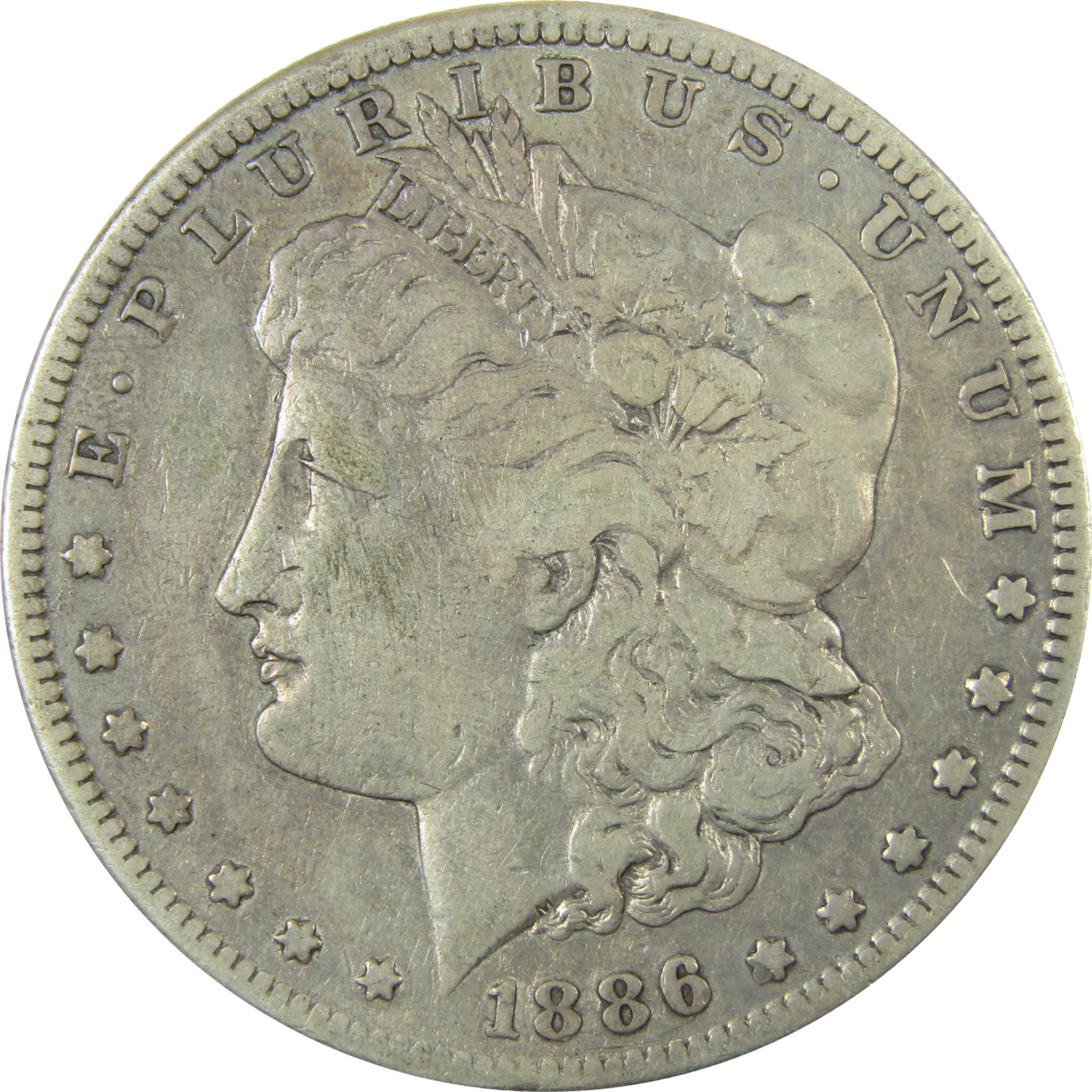 1886 S Morgan Silver Dollar F Fine Details $1 Coin SKU:CP1625