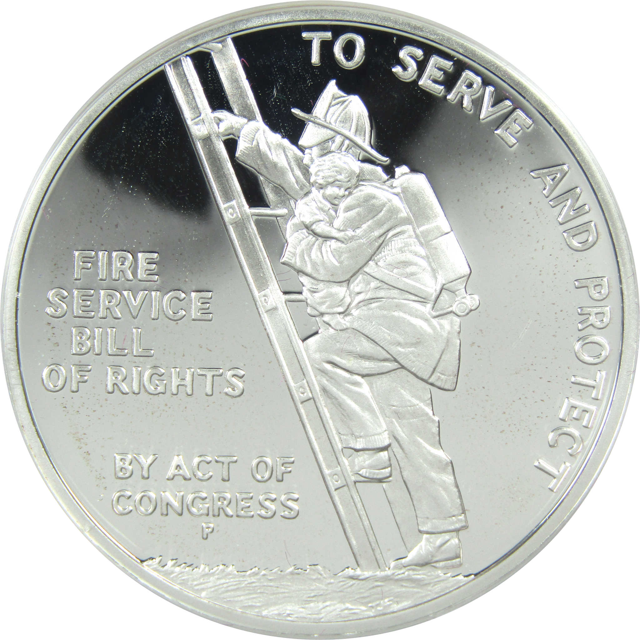 1992 P Ben Franklin Firefighter Proof Medal 1 oz Silver SKU:CPC3924