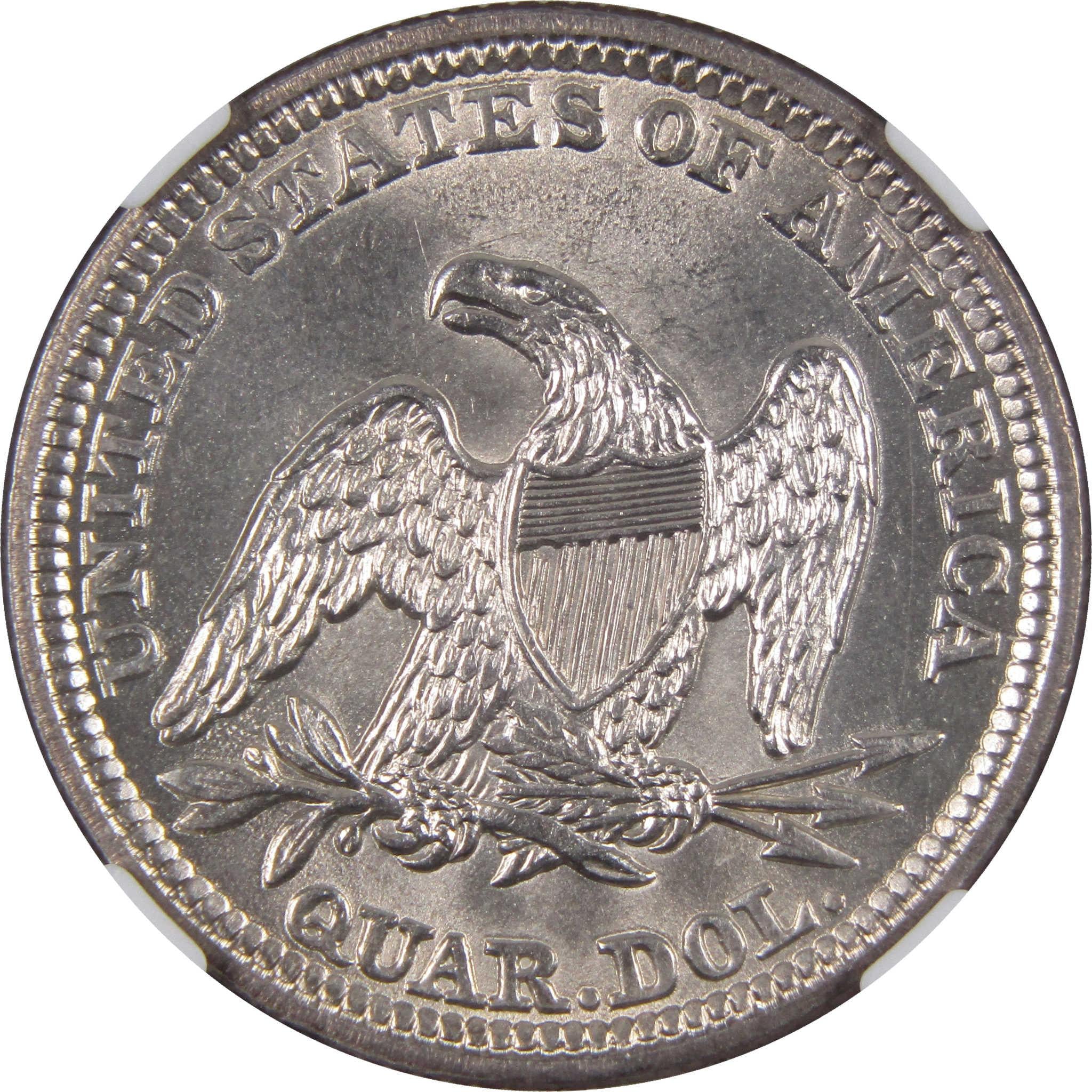 1858 Seated Liberty Quarter MS 64 NGC Silver Uncirculated SKU:I3022