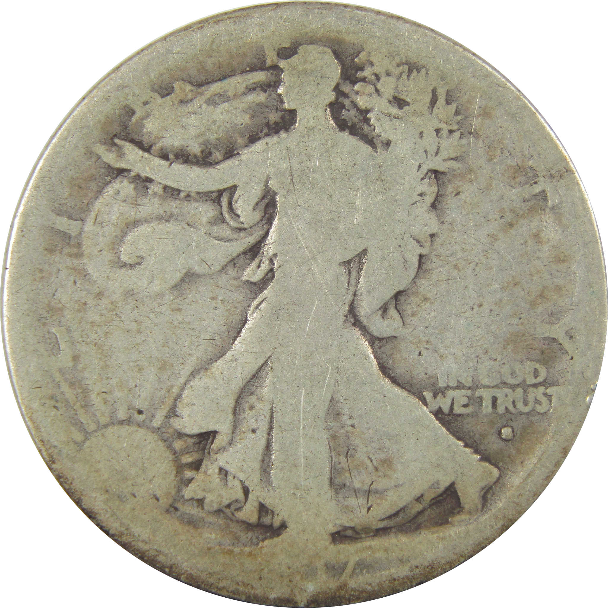 1917 S Obverse Liberty Walking Silver 50c AG About Good SKU:I24138