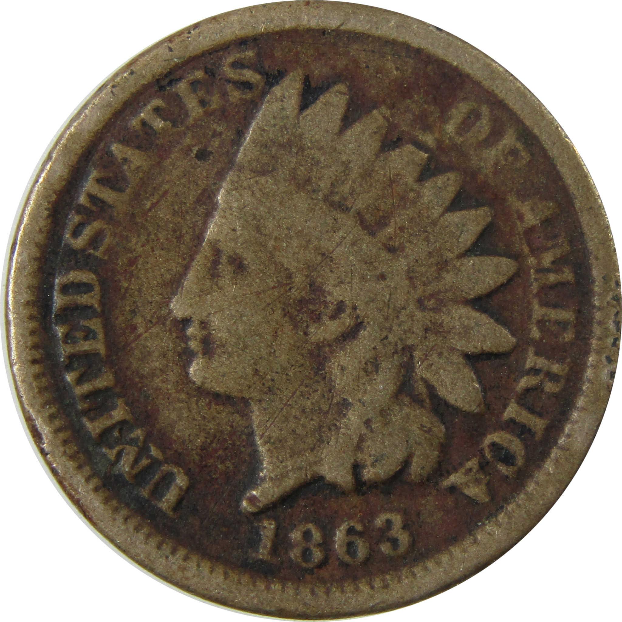 1863 Indian Head Cent G Good Penny 1c Coin SKU:CP1302
