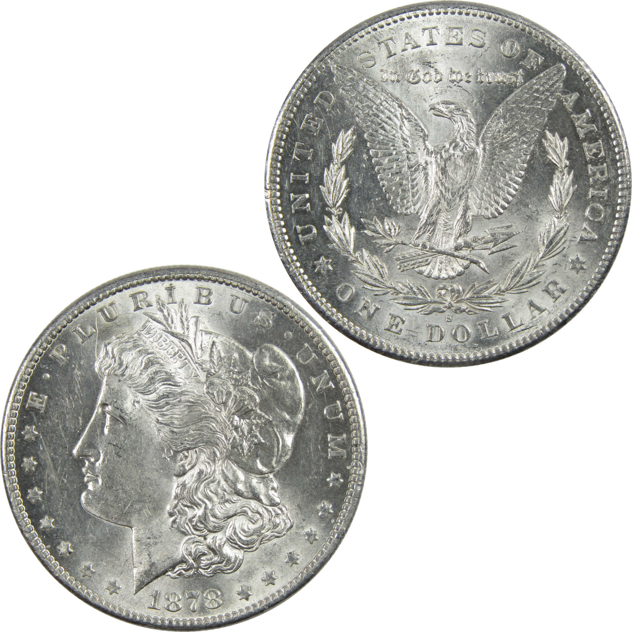 1878 S Morgan Dollar Borderline Uncirculated Silver $1 Coin SKU:I11693 - Morgan coin - Morgan silver dollar - Morgan silver dollar for sale - Profile Coins &amp; Collectibles